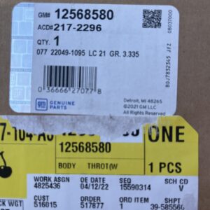 Throttle Body  GM# 12568580 for GM Parts ACD# 217-2296 LC 21 GR. 3.335