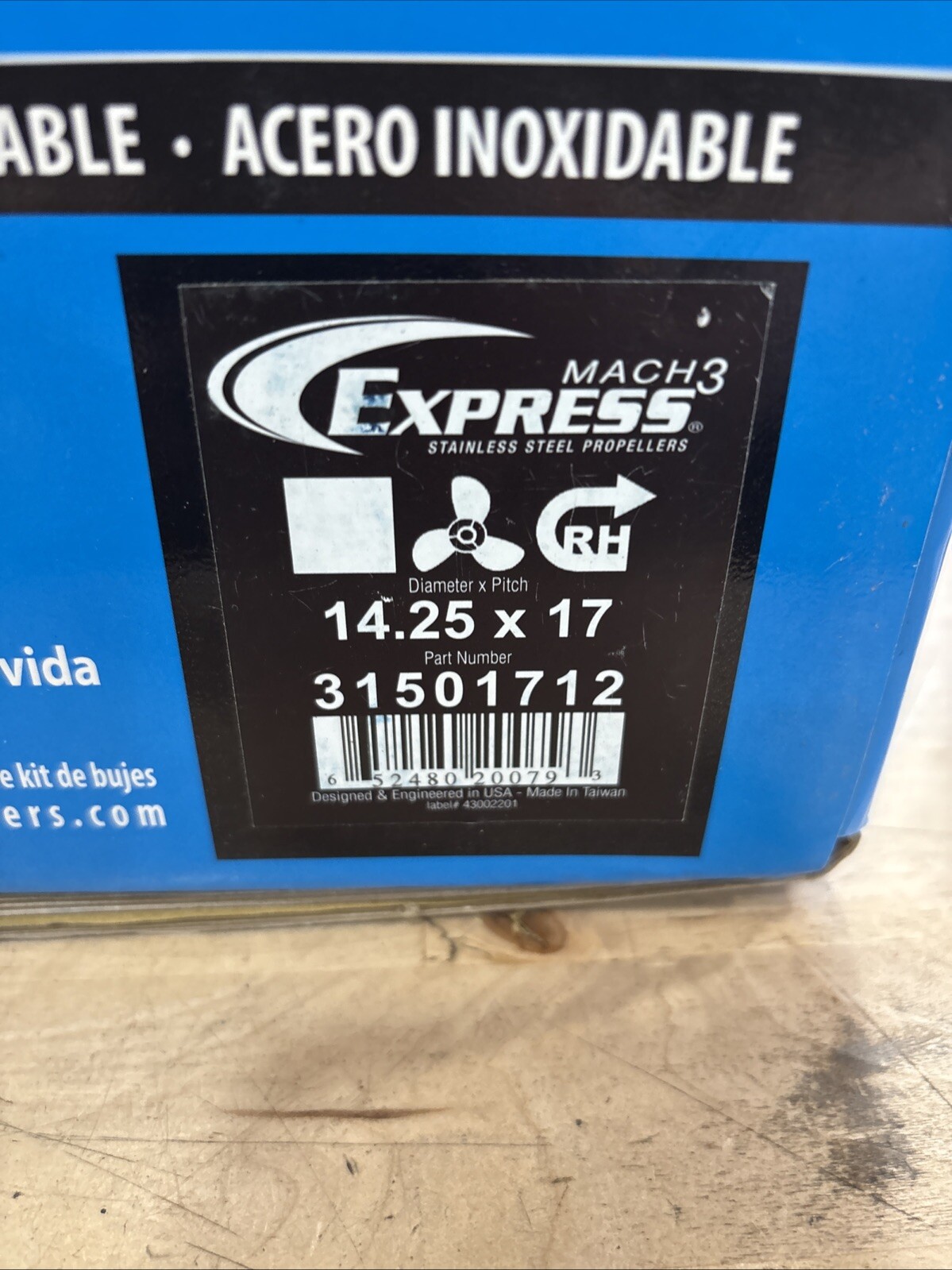 Turning Point Express Mach3 RH Stainless Propeller 14.25" x 17 31501712 - Image 6