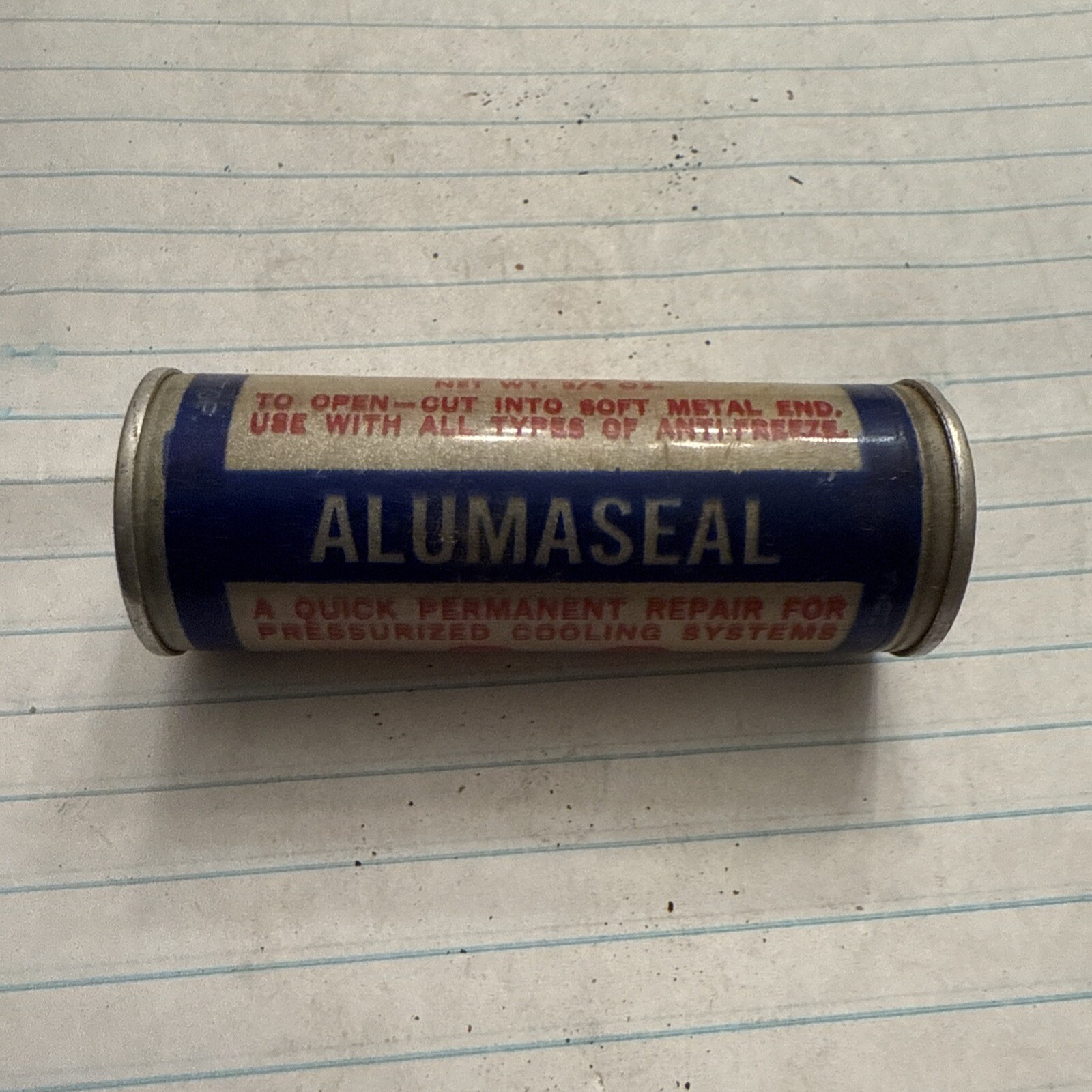 VINTAGE ANTIQUE ALUMASEAL "WORLD'S BEST STOP LEAK" TUBE WITH CONTENTS SOME WEAR - Image 3
