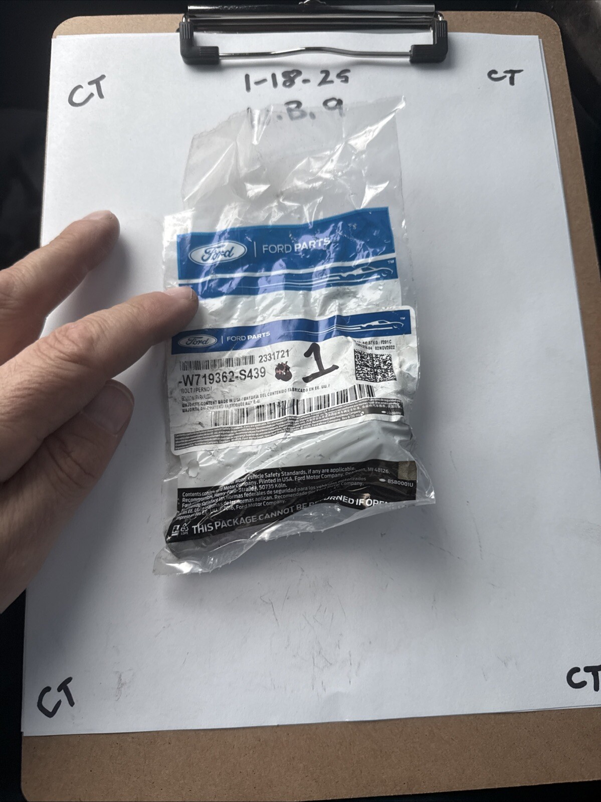 (1) FORD OEM 20-23 Aviator-Ft Lwr Cntl Arm Bolt W719362S439 Sold Individually