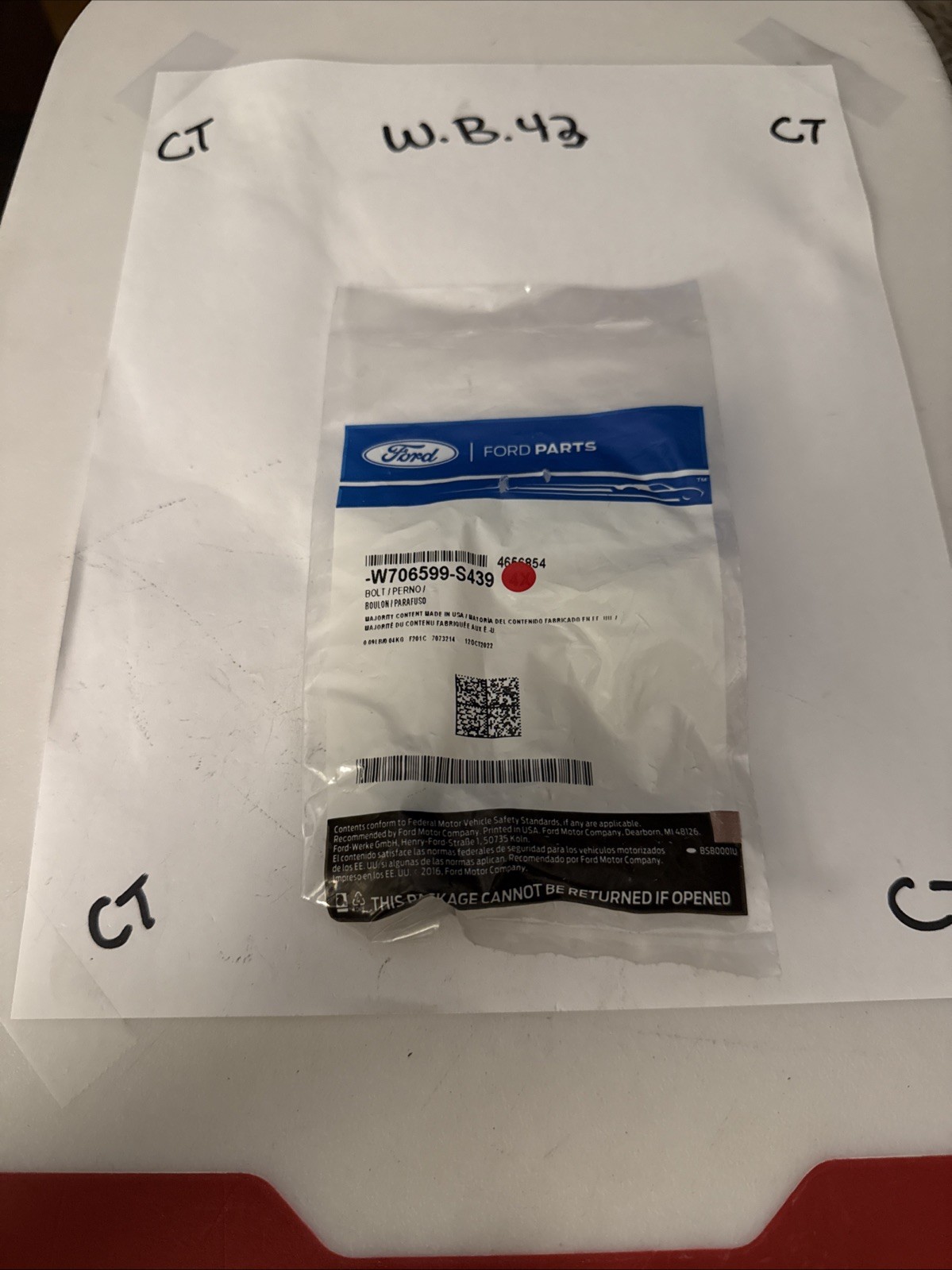 (1) Genuine Ford Bolt Part Number - W706599-S439 Sold Individually