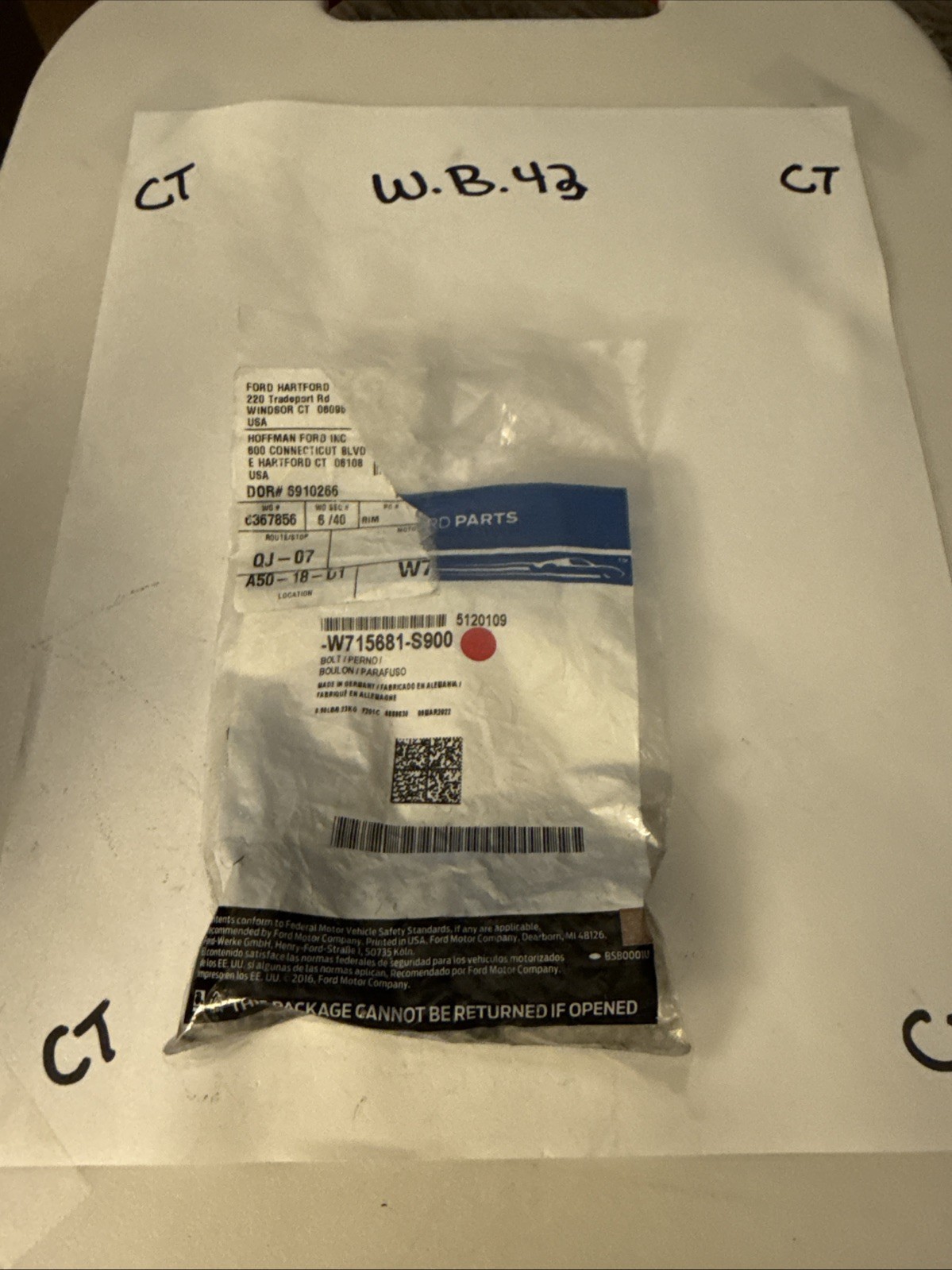 (1) Genuine Ford Catalytic Converter Bolt W715681-S900 Sold Individually