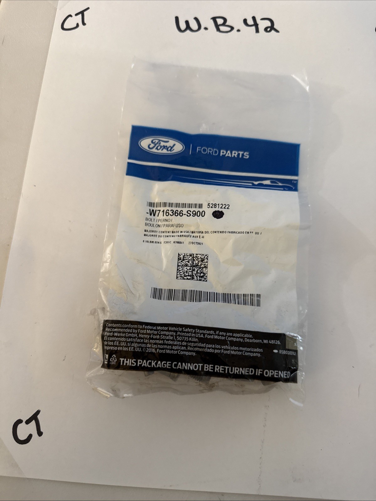 (1) Genuine Ford OE Bolt W716366-S900 Sold Individually