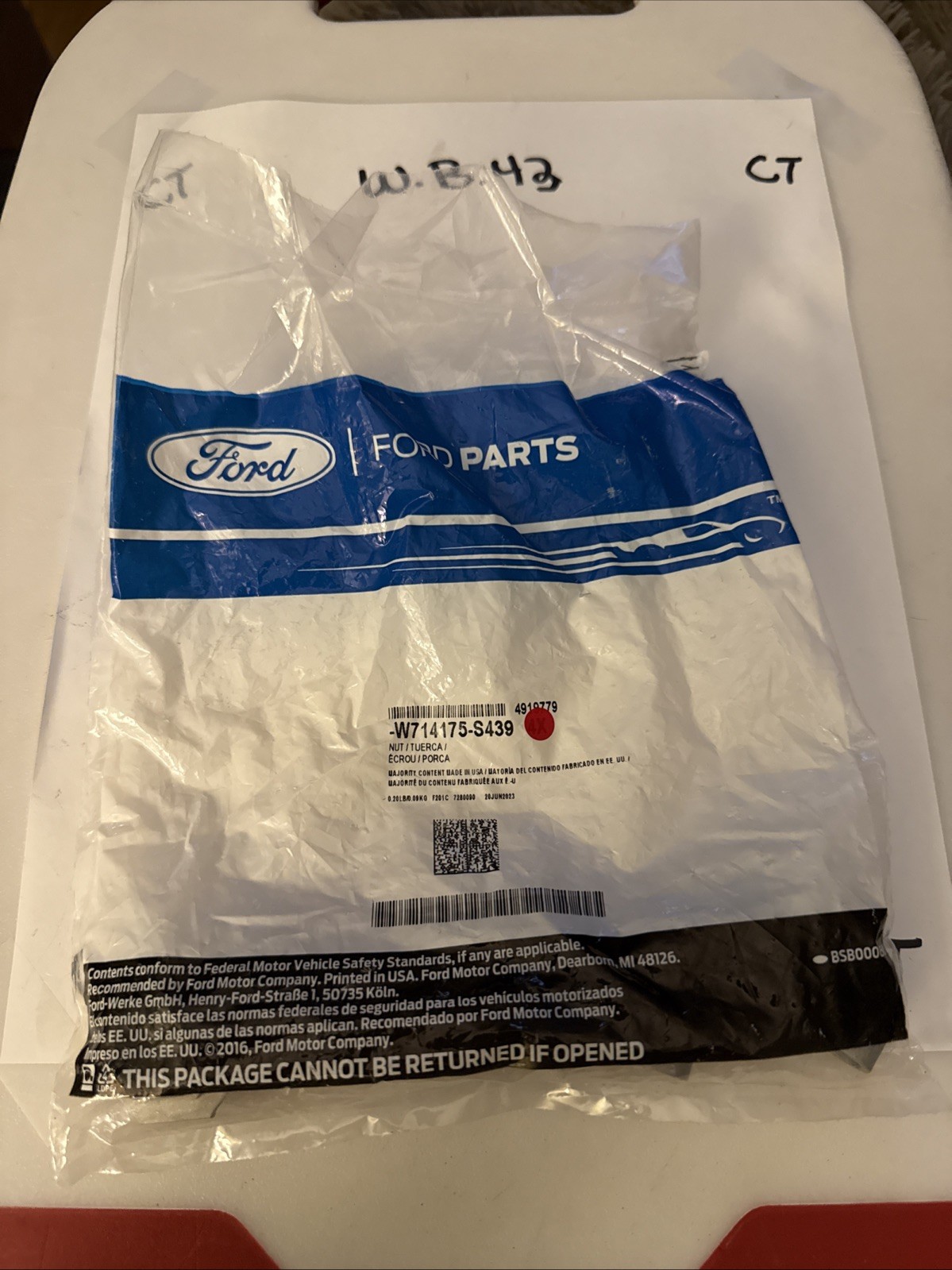 (1) Genuine Ford OE Nut W714175-S439 Sold Individually