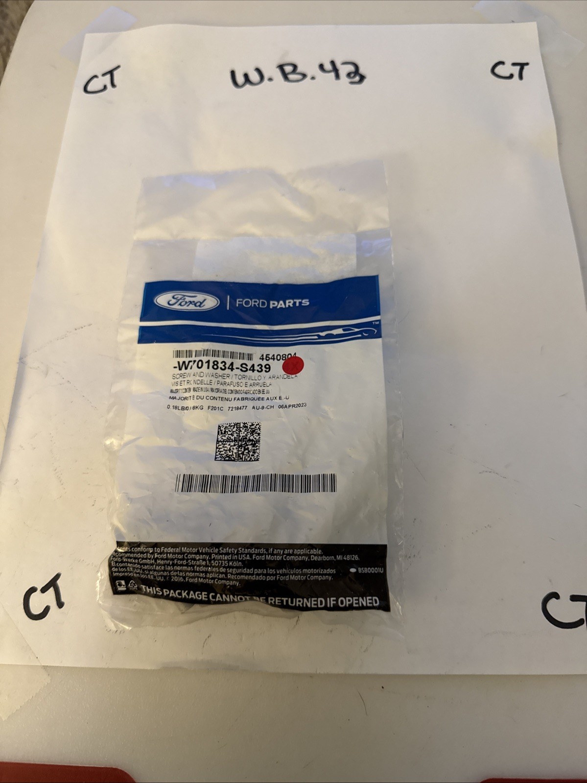 (1) Genuine Ford OE Screw And Washer Asy W701834S439 sold Individually
