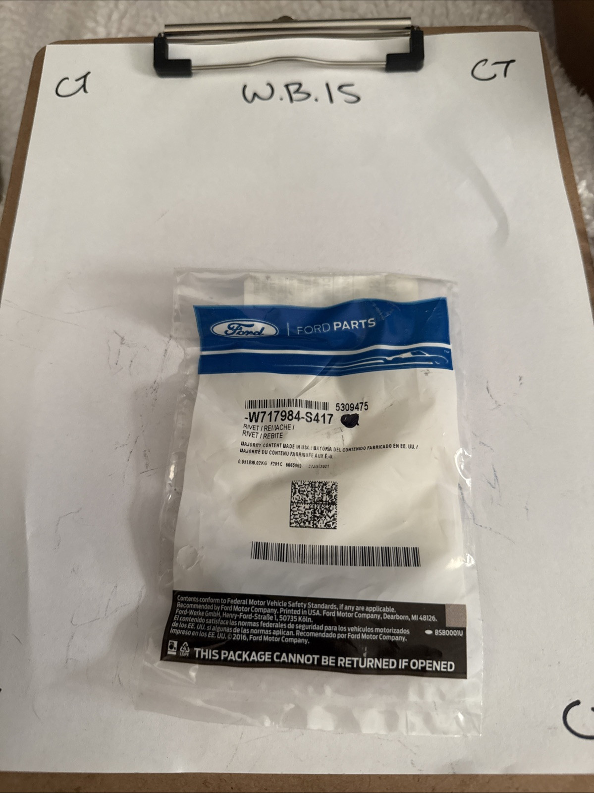 (1) Genuine Ford Roof Molding Rivet (QTY 1) -W717984-S417 Sold Individually