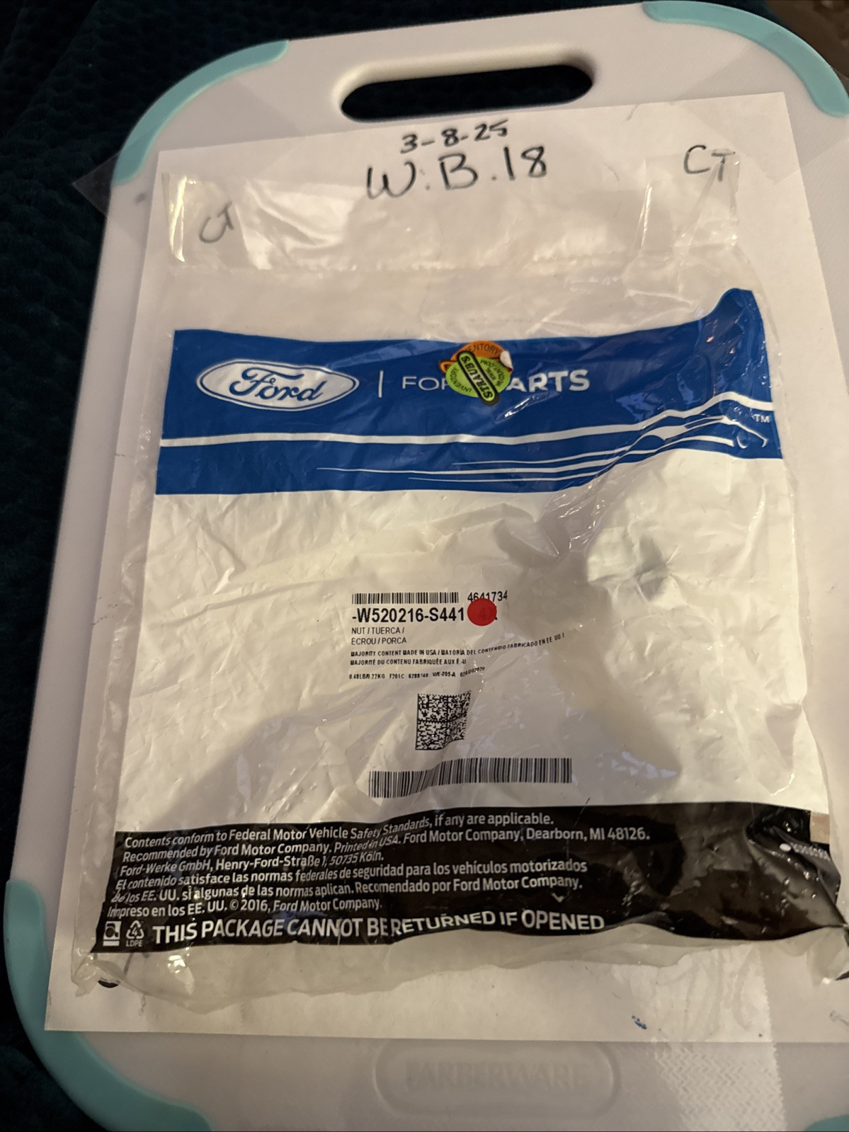 (1) Genuine Ford Strut Nut -W520216-S441 Sold Individually