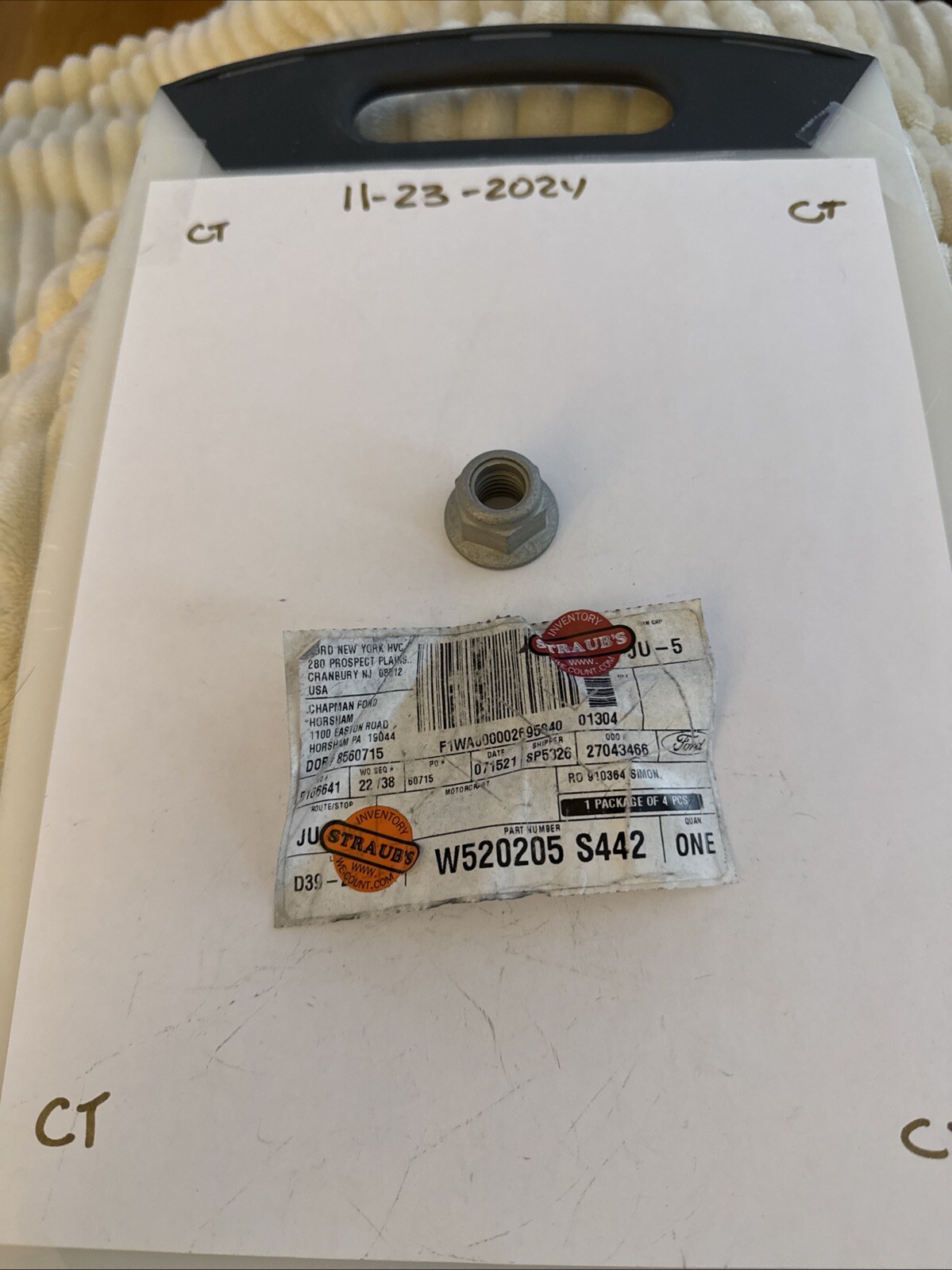 (1) Genuine Ford Upper Mount Nut W520205-S442 Sold Individually