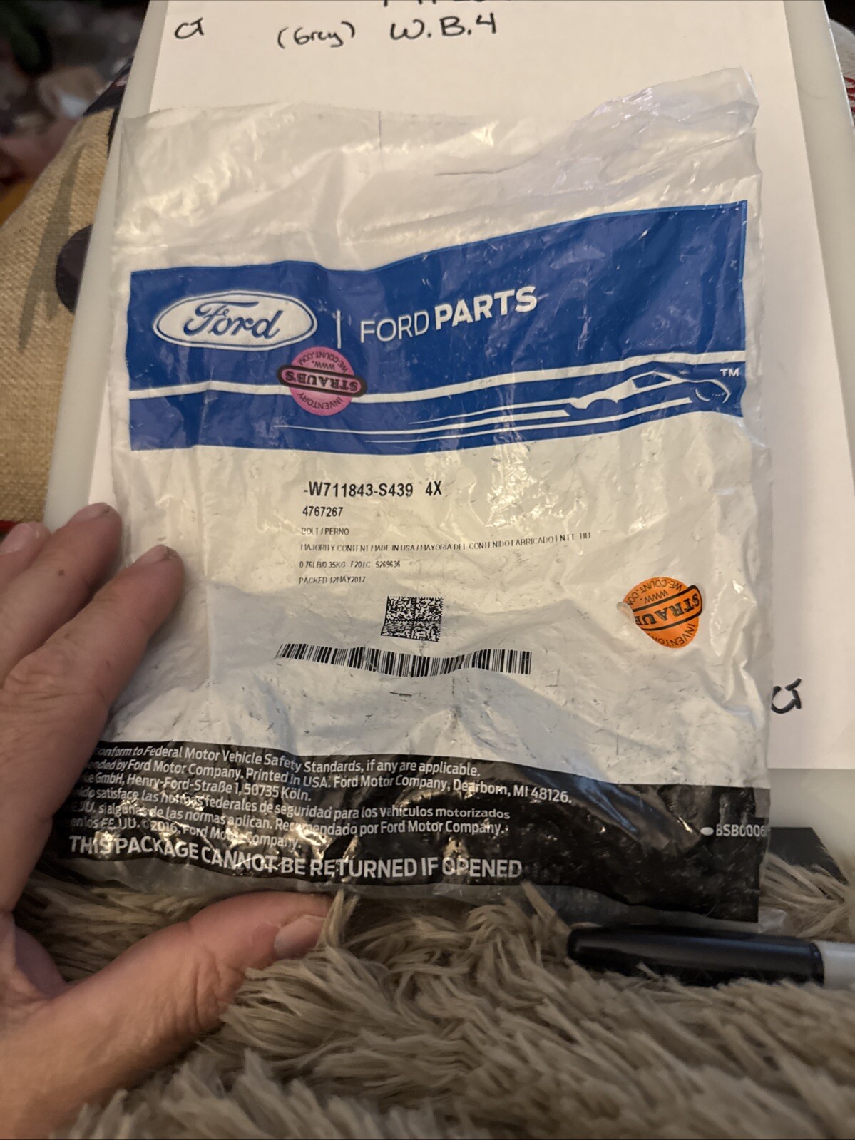 1 PCS FORD 2007/2014 EDGE, MKX "BOLT" HEX HD W/FLG. M12X1.75 X 79MM W711843-S439