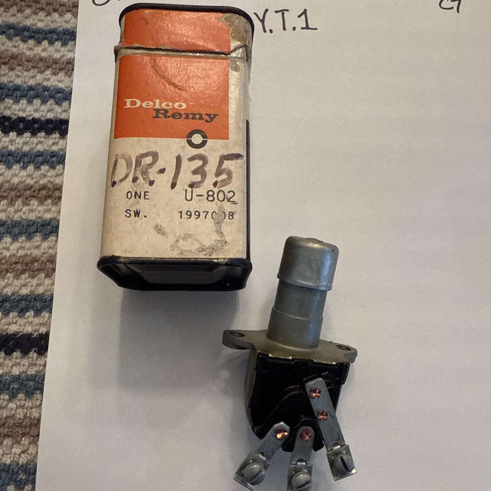 1952-58 NOS GM Chevrolet CadillacDelco Remy U-802 Dimmer Switch - Image 3