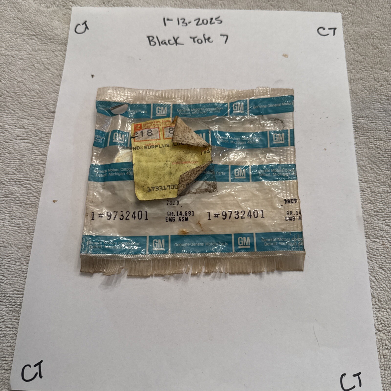 1973-1978 Chevrolet Camaro LT Interior Door Panel Window Crank Block Off Emblem