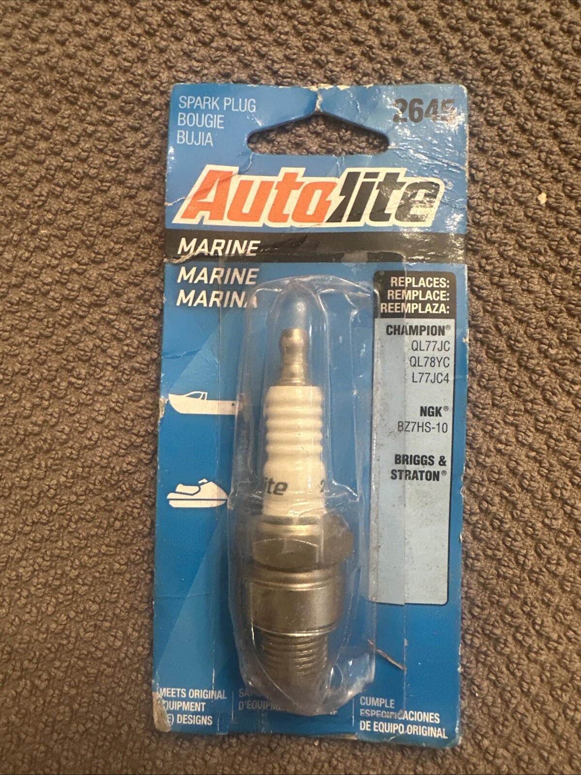 (1)Autolite 2645 Marine Spark Plug for Select Evinrude Johnson Mariner Mercury