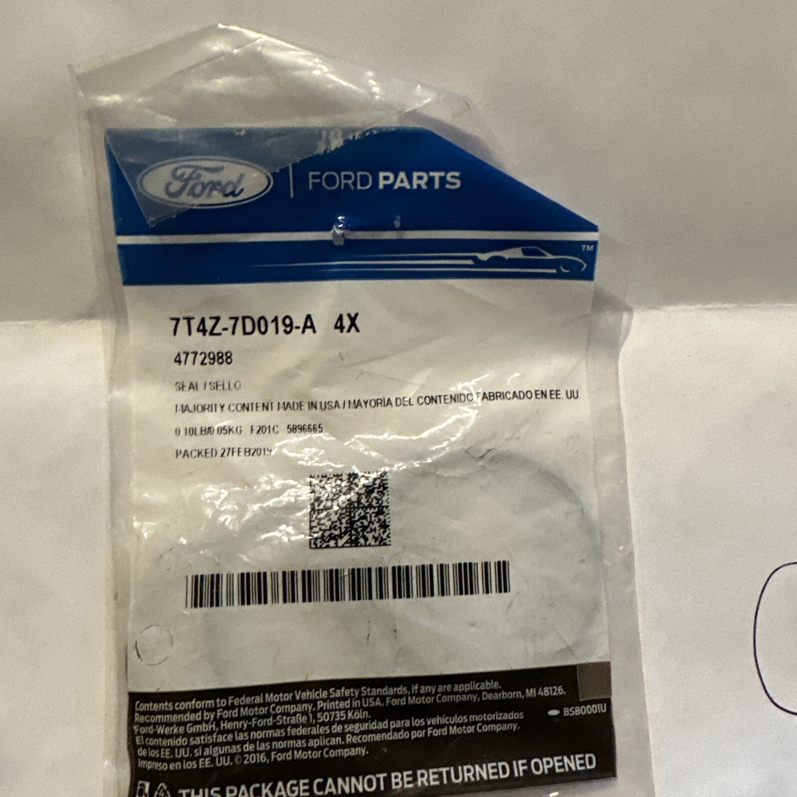 **4 Pack** 7T4Z7D019A OEM Ford Transmission Seal O Ring 8 Speed Auto - Image 3