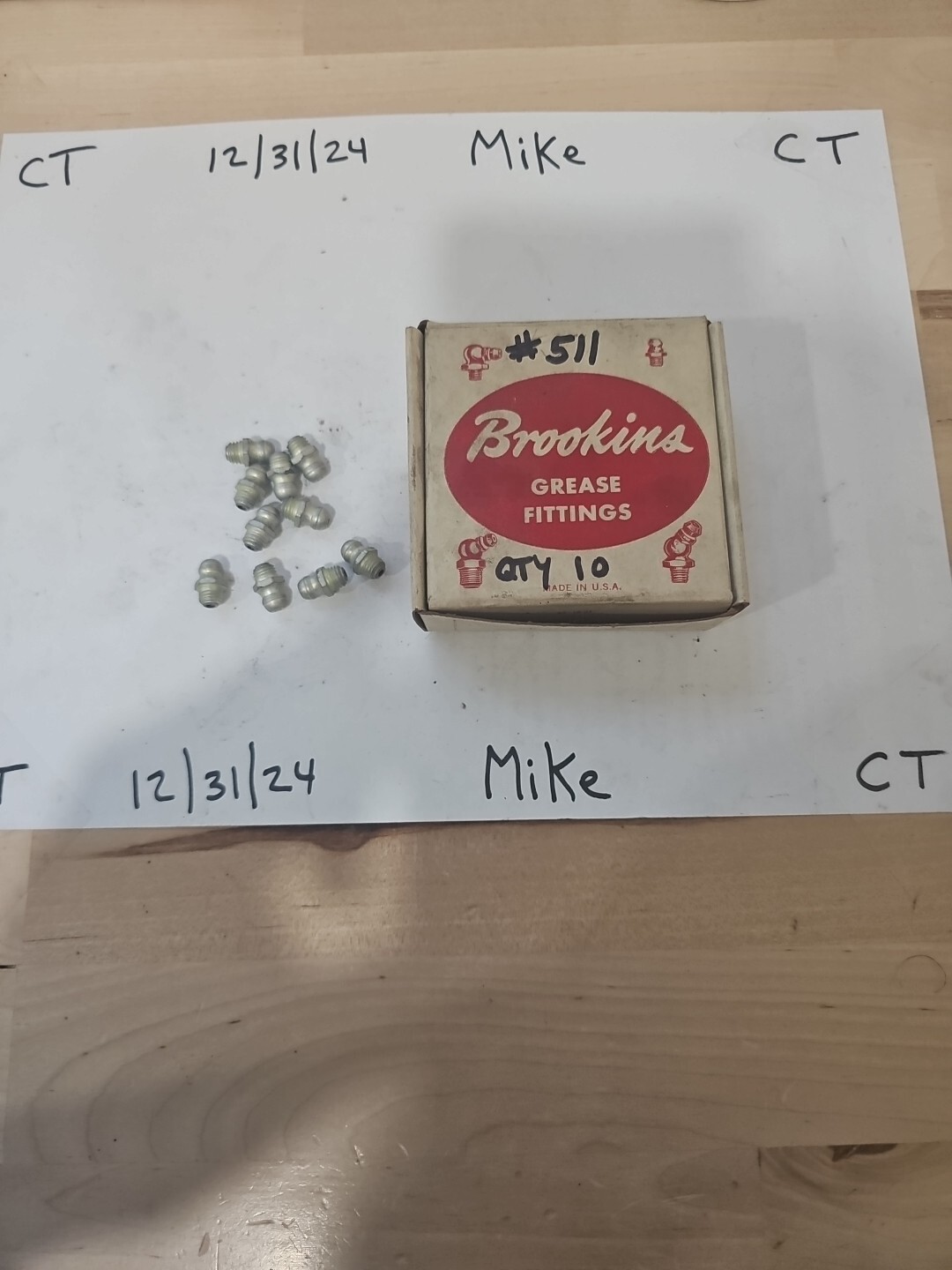 Brookins Grease Fittings #511 1/4" 28 Tap Straight 1 Package Of 10 Pcs