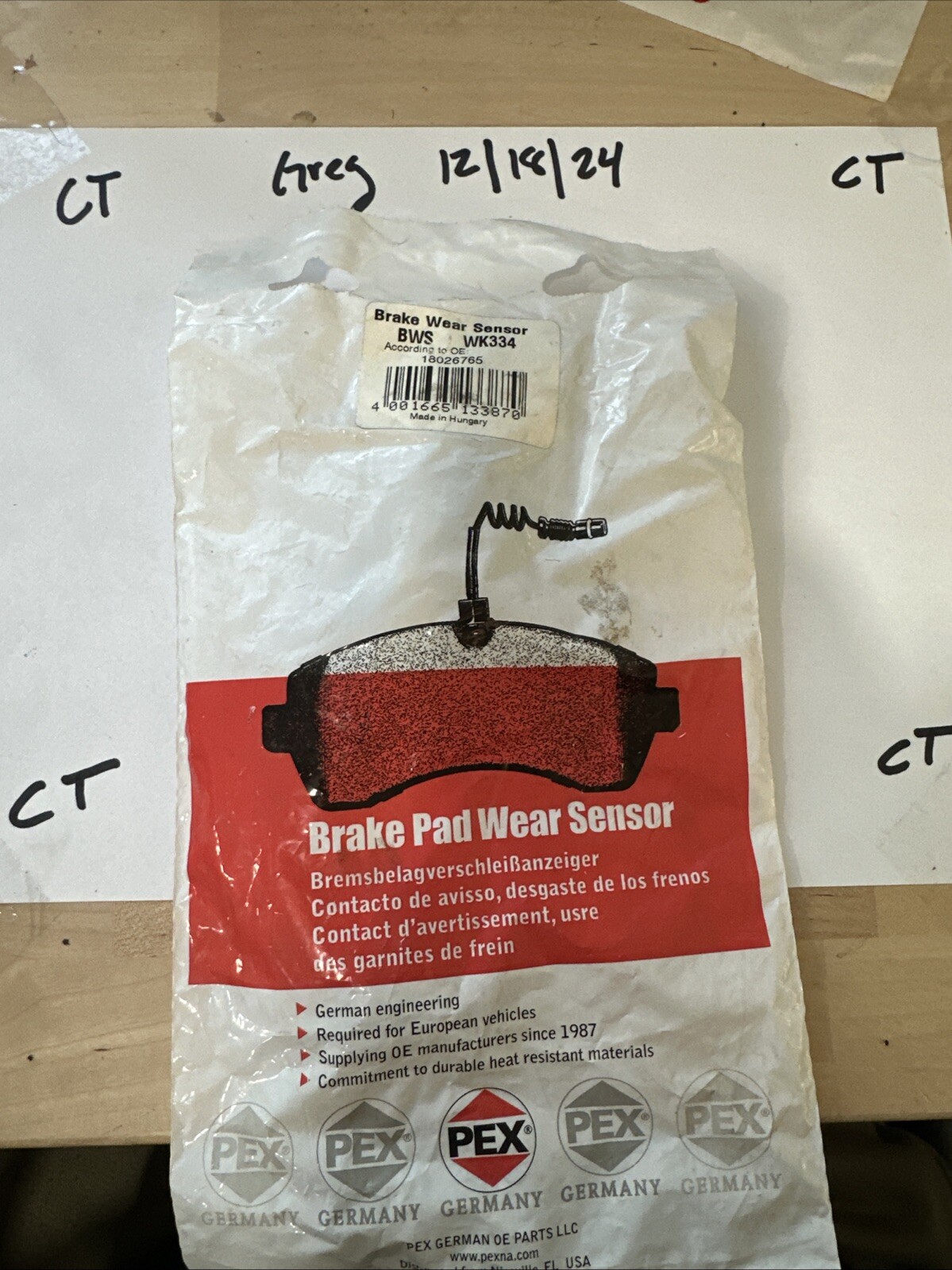 Disc Brake Pad Wear Sensor-SLS Front PEX WK334 - Image 3