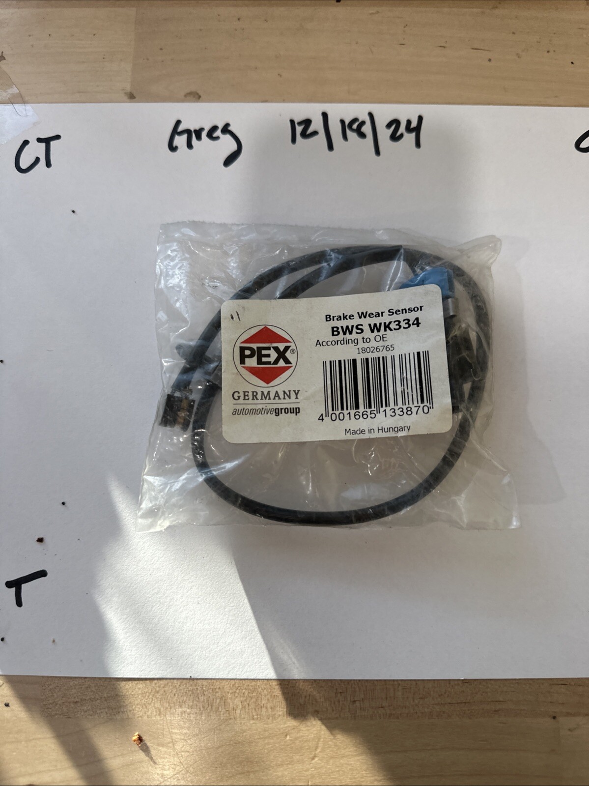 Disc Brake Pad Wear Sensor-SLS Front PEX WK334