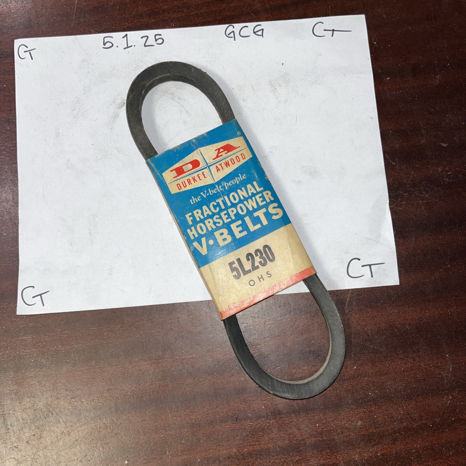 Durkee Atwood fractional horsepower V belt 5L230