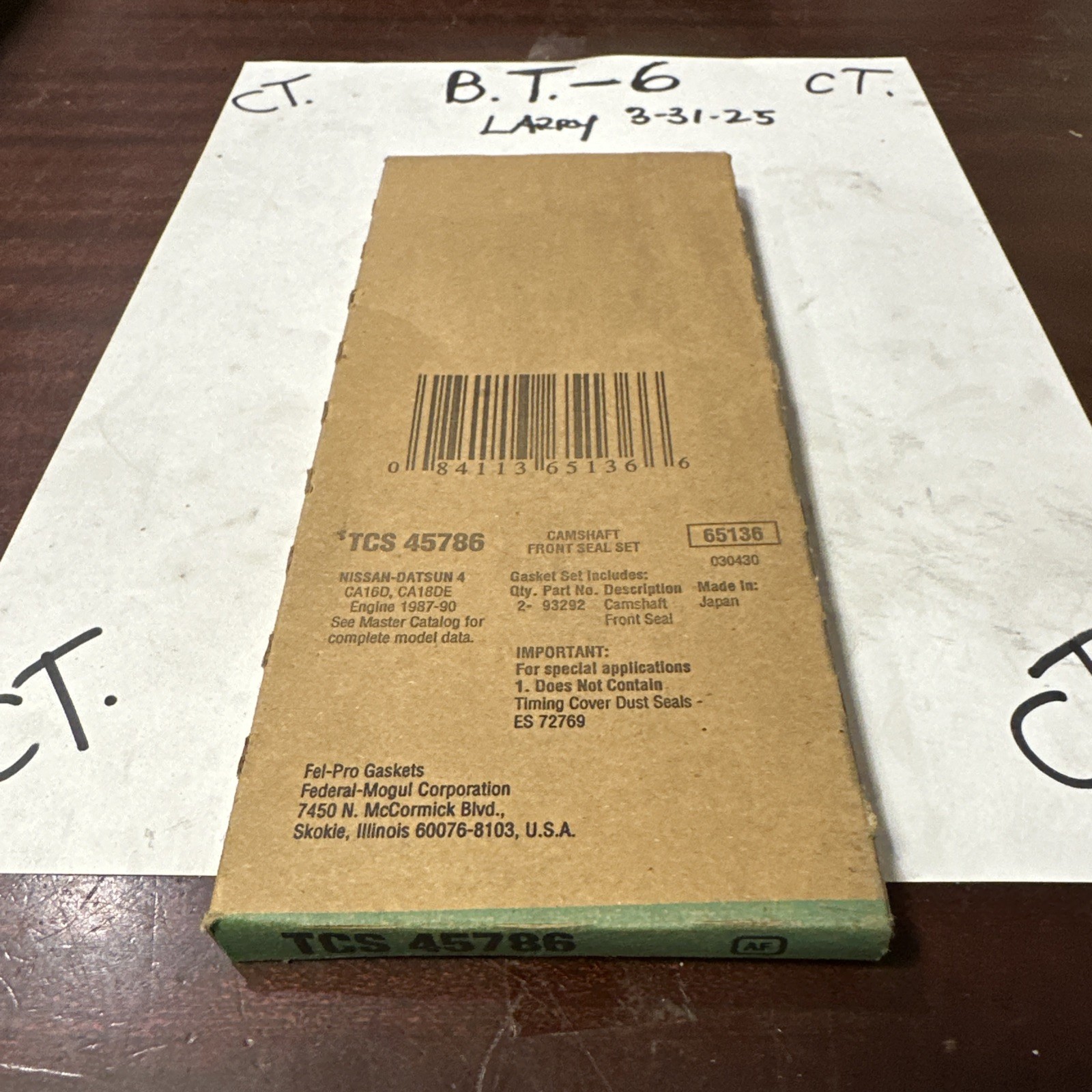 Engine Camshaft Seal Kit Fel-Pro TCS 45786 - Image 3