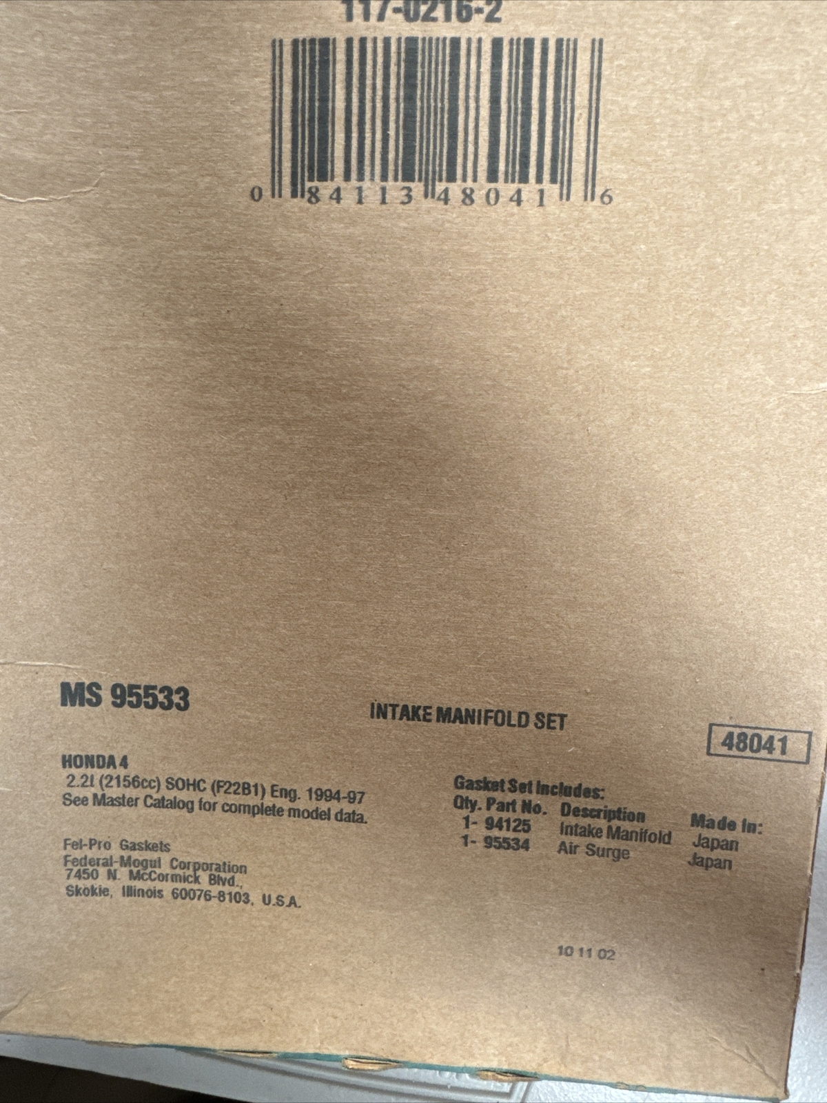 Engine Intake Manifold Gasket Set Fel-Pro fits 94-97 Honda Accord 2.2L-L4