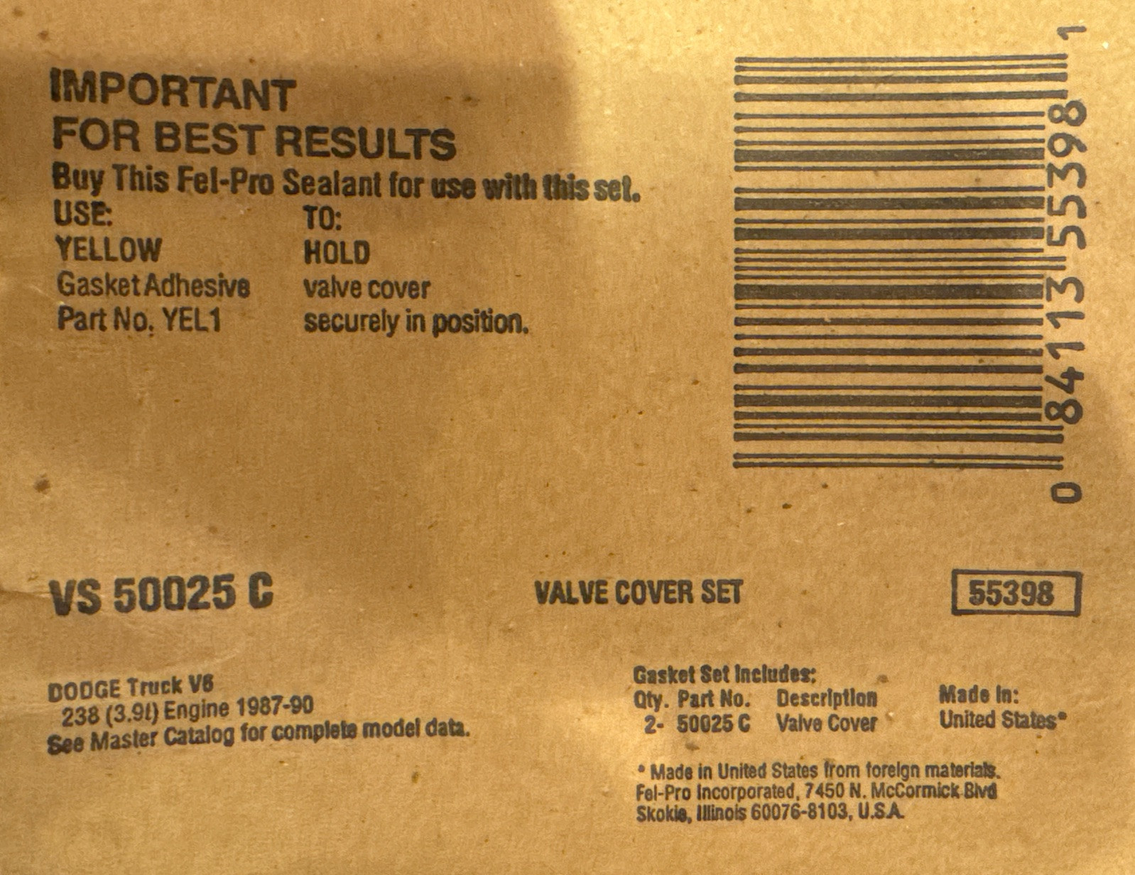 Engine Valve Cover Gasket Set Fel-Pro VS 50025 C - Image 3