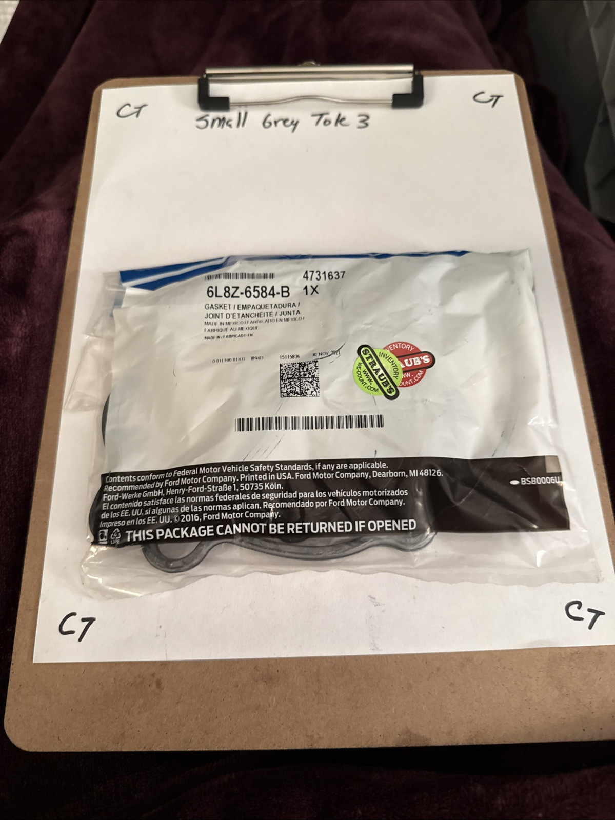 FORD 6L8Z-6584-B Valve Cover Gaskets OEM NOS