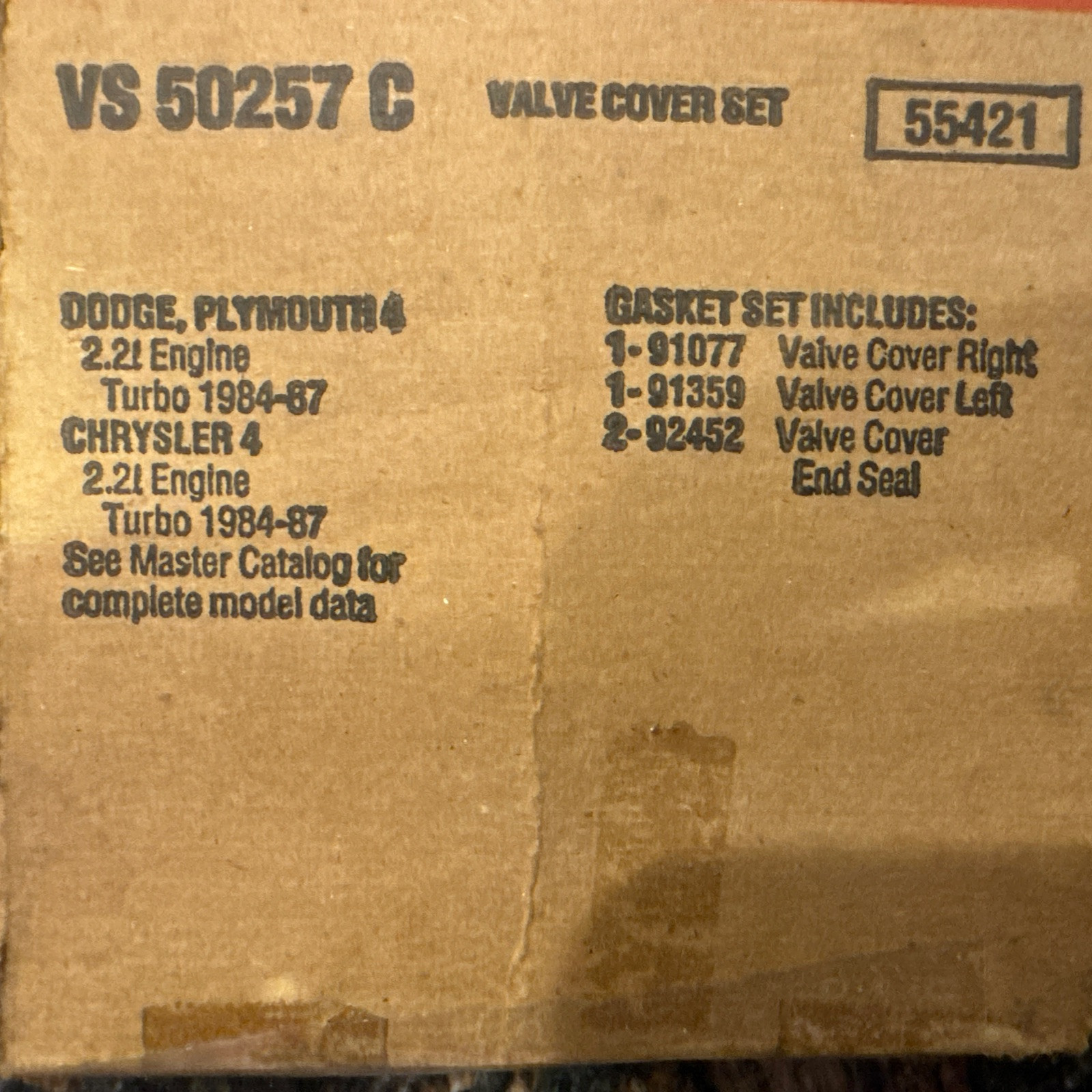 Fel-Pro VS50257C Valve Cover Gasket Set For 1984-87 Chrysler 135 2.2L I4 TURBO - Image 3