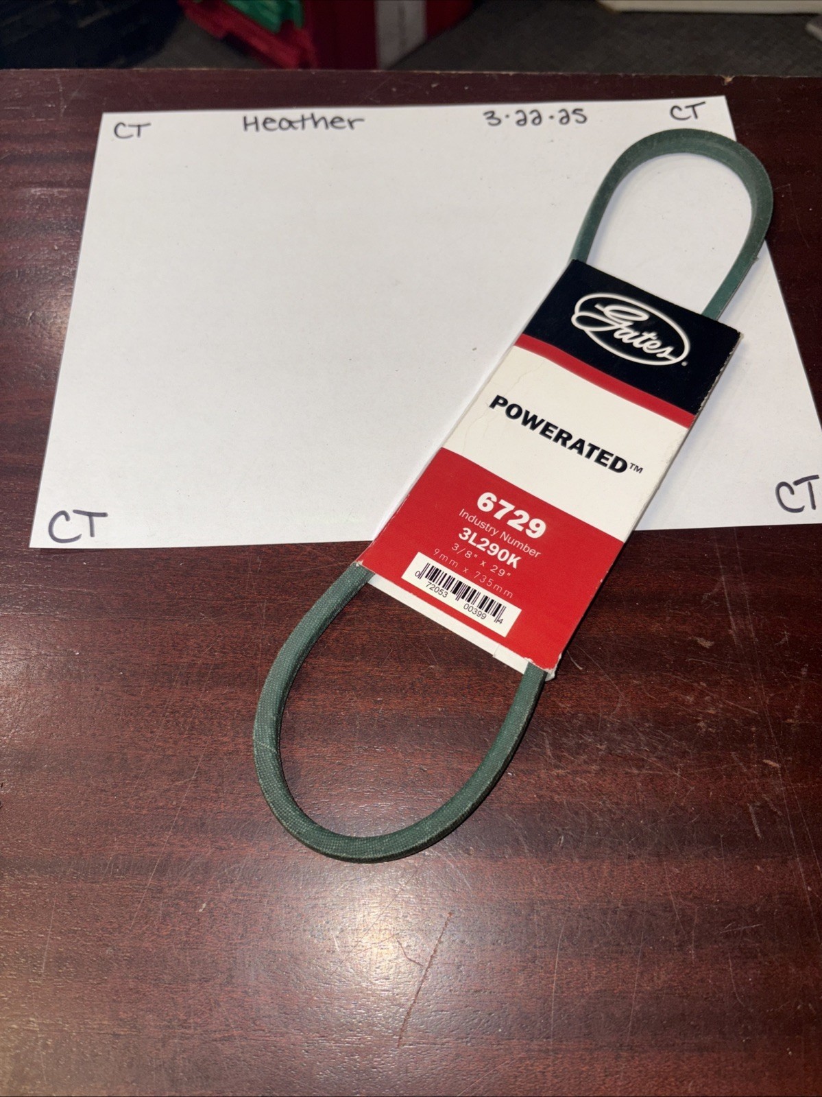 Gates 6729 (3L290K) Power Equipment Accessory Drive Belt - 3/8" X 29"