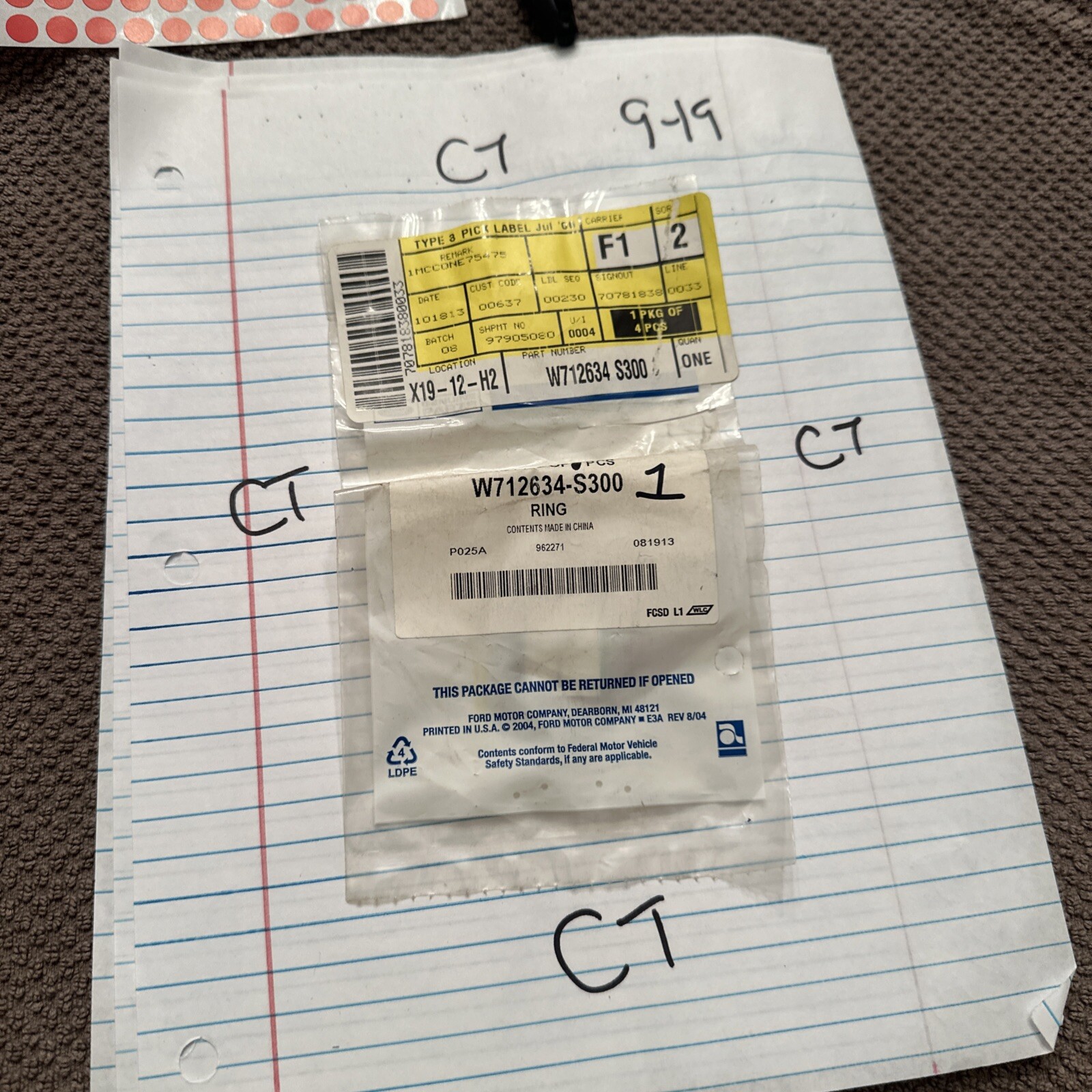 Genuine Ford Compressor O-Ring W712634-S300