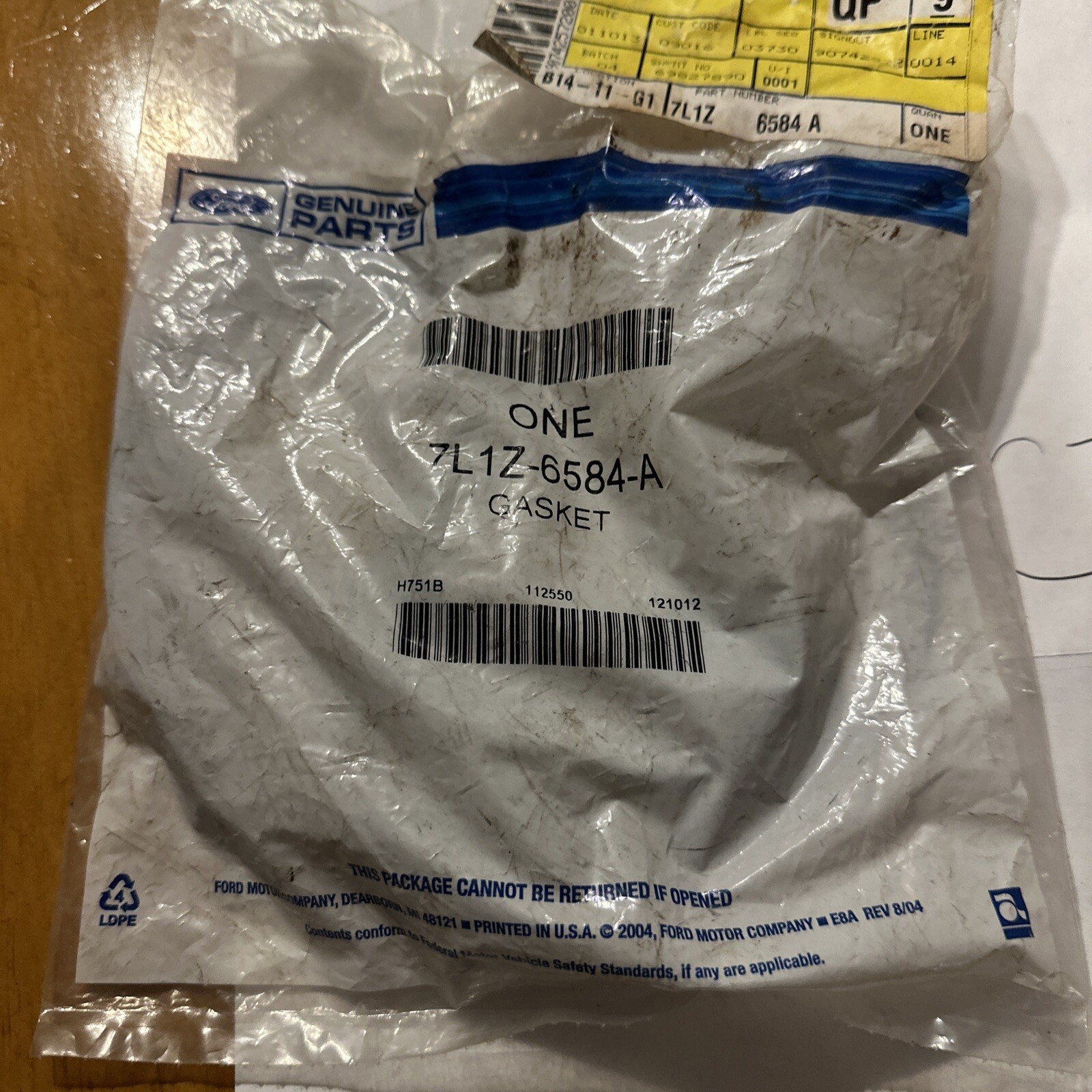 Genuine Ford Gasket 7L1Z-6584-A