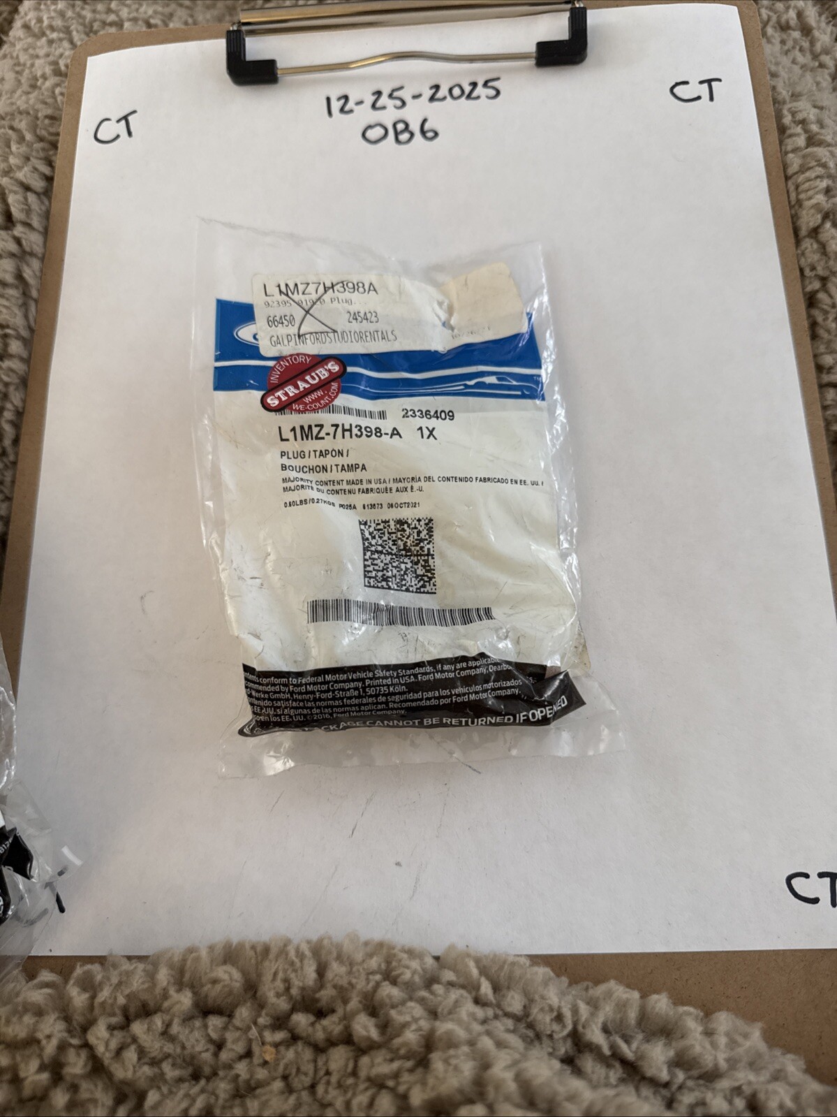 Genuine Ford OE Plug - Blanking - Threaded L1MZ-7H398-A