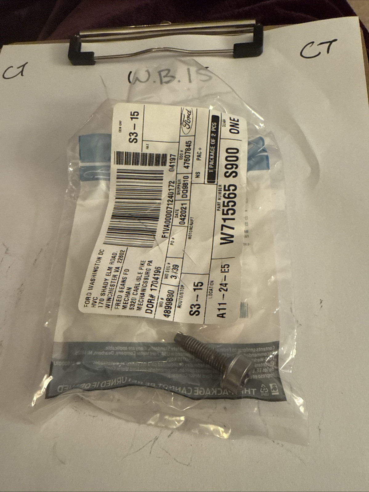 Genuine Ford Oil Pipe Bolt W715565-S900 - Image 4