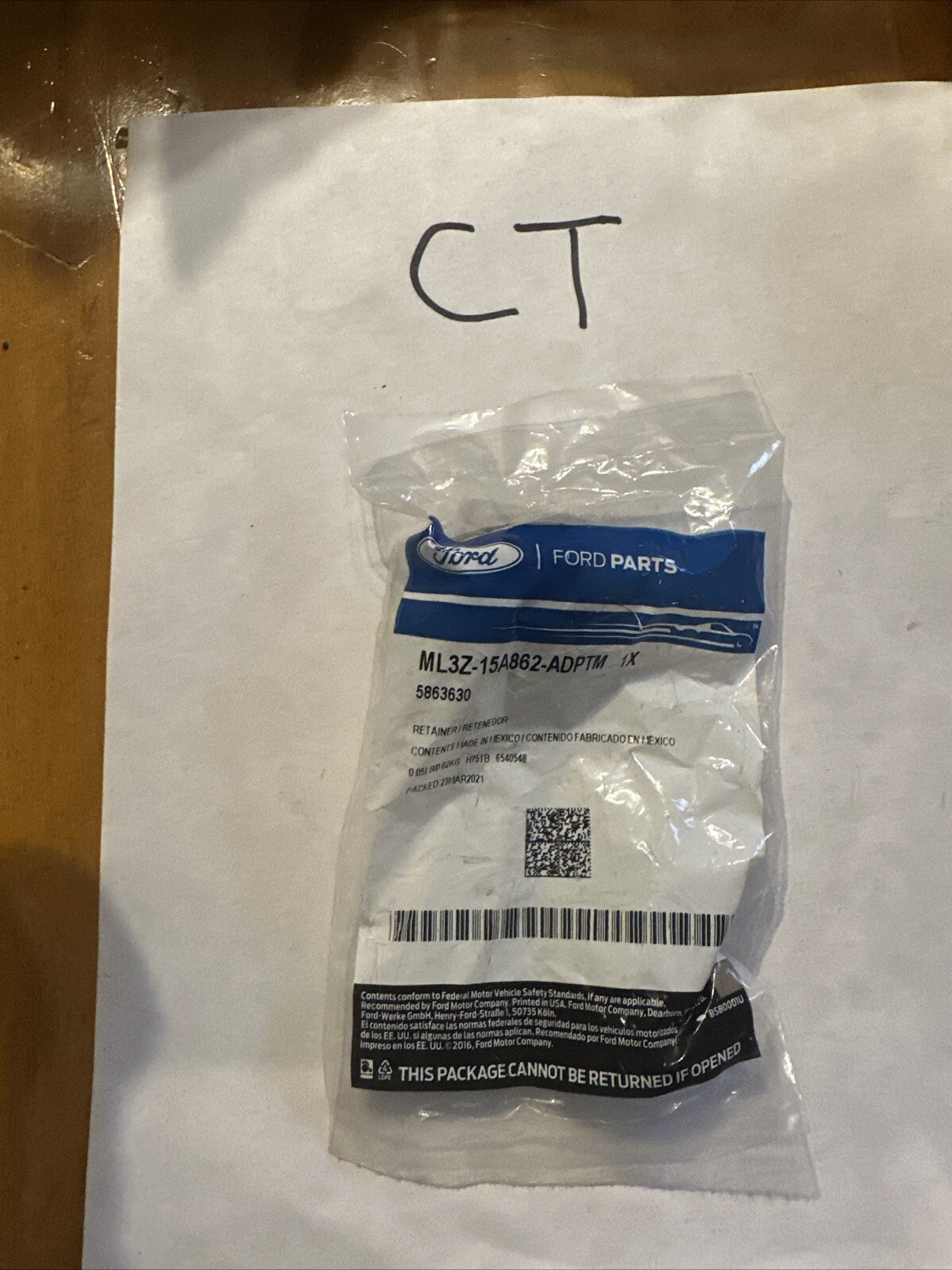 Genuine Ford Park Sensor Retainer ML3Z15A862ADPTM