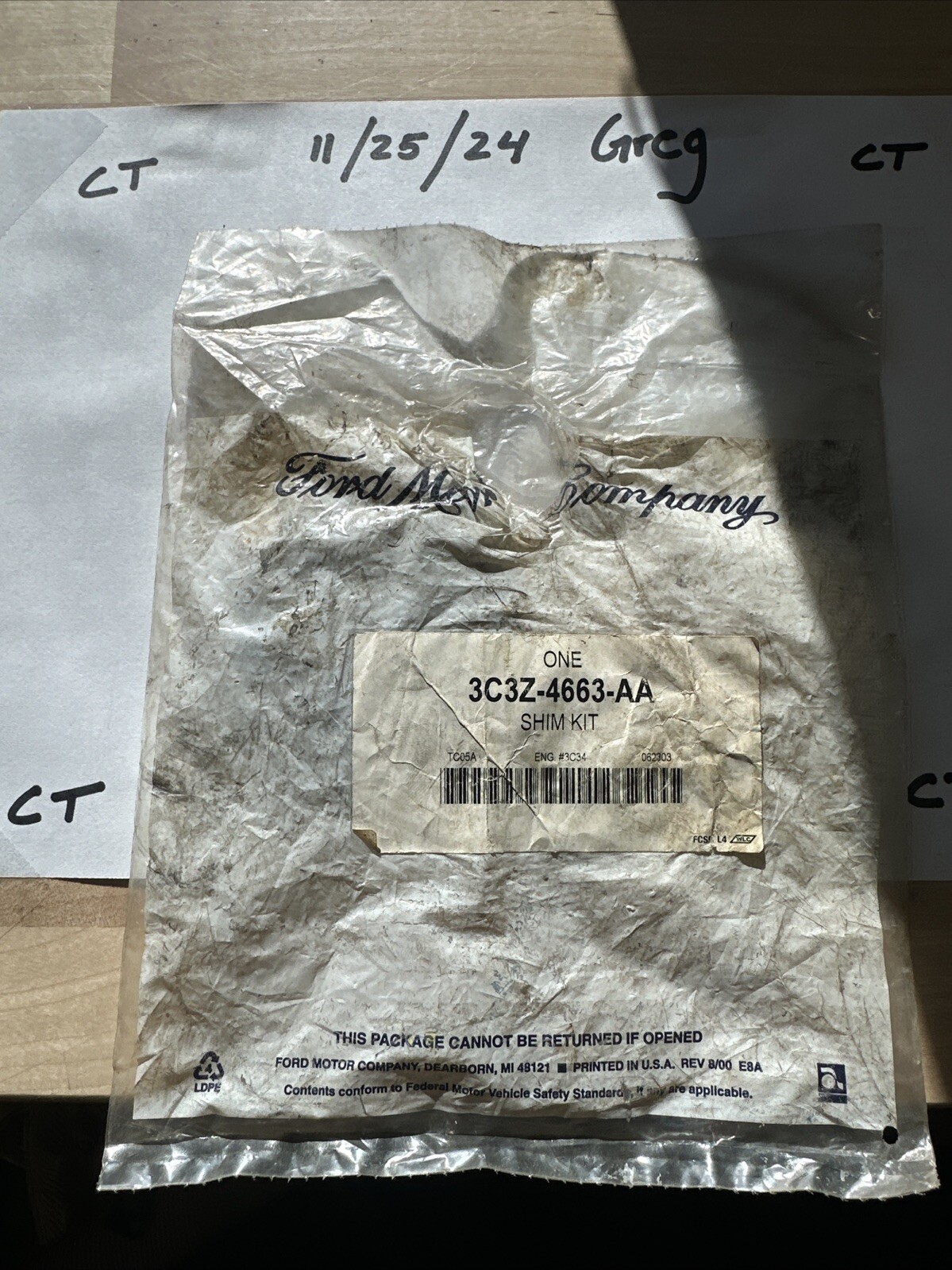 Genuine Ford Shim Driving Pinion 3C3Z-4663-AA