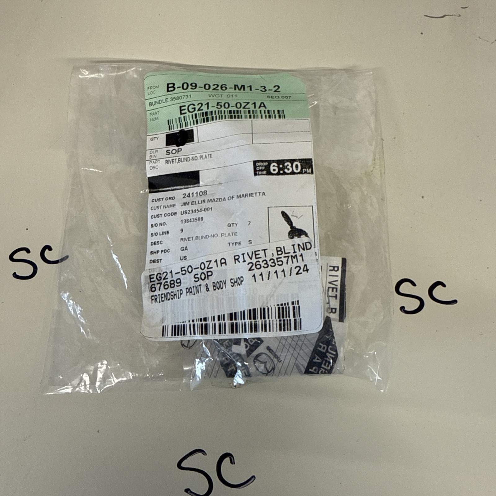 Genuine Mazda Cowl Grille Rivet EG21-50-0Z1A