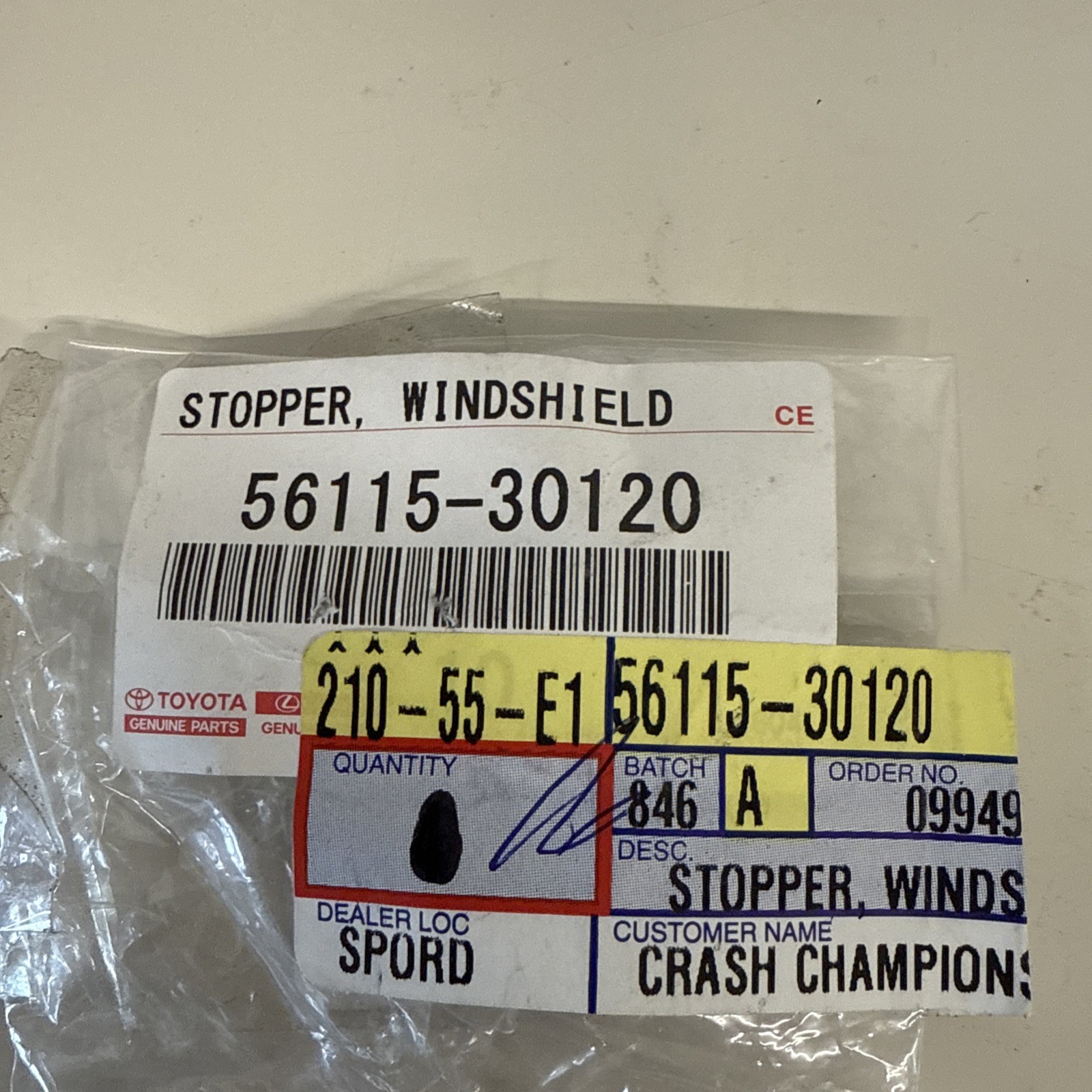 Genuine Toyota Windshield Stopper 56115-30120 - Image 3