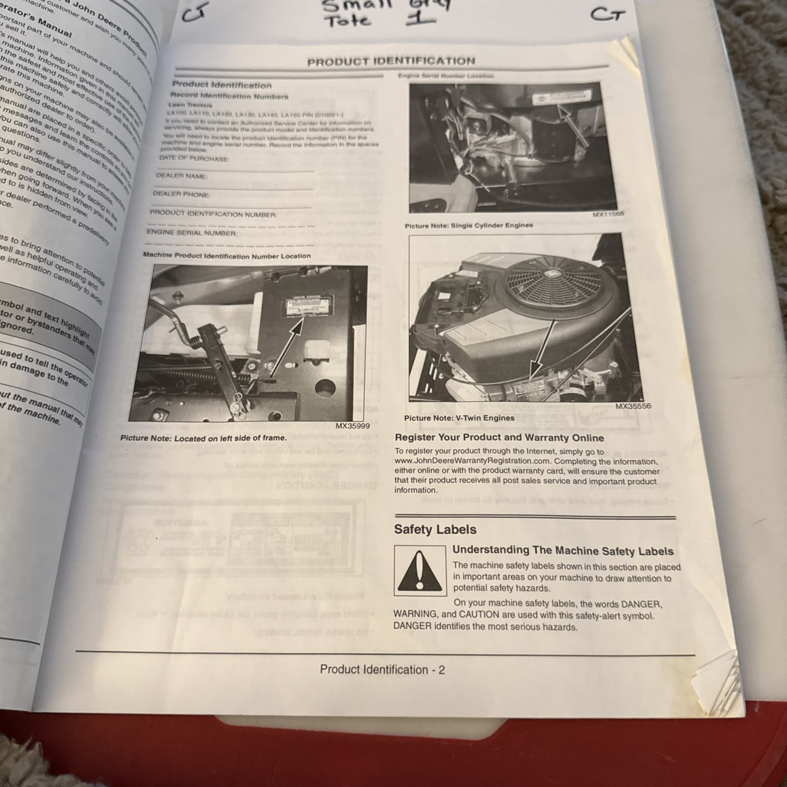 John Deere LA100 LA110 LA120 LA130 LA140 Tractor Owner Operator Manual OMGX22464 - Image 3