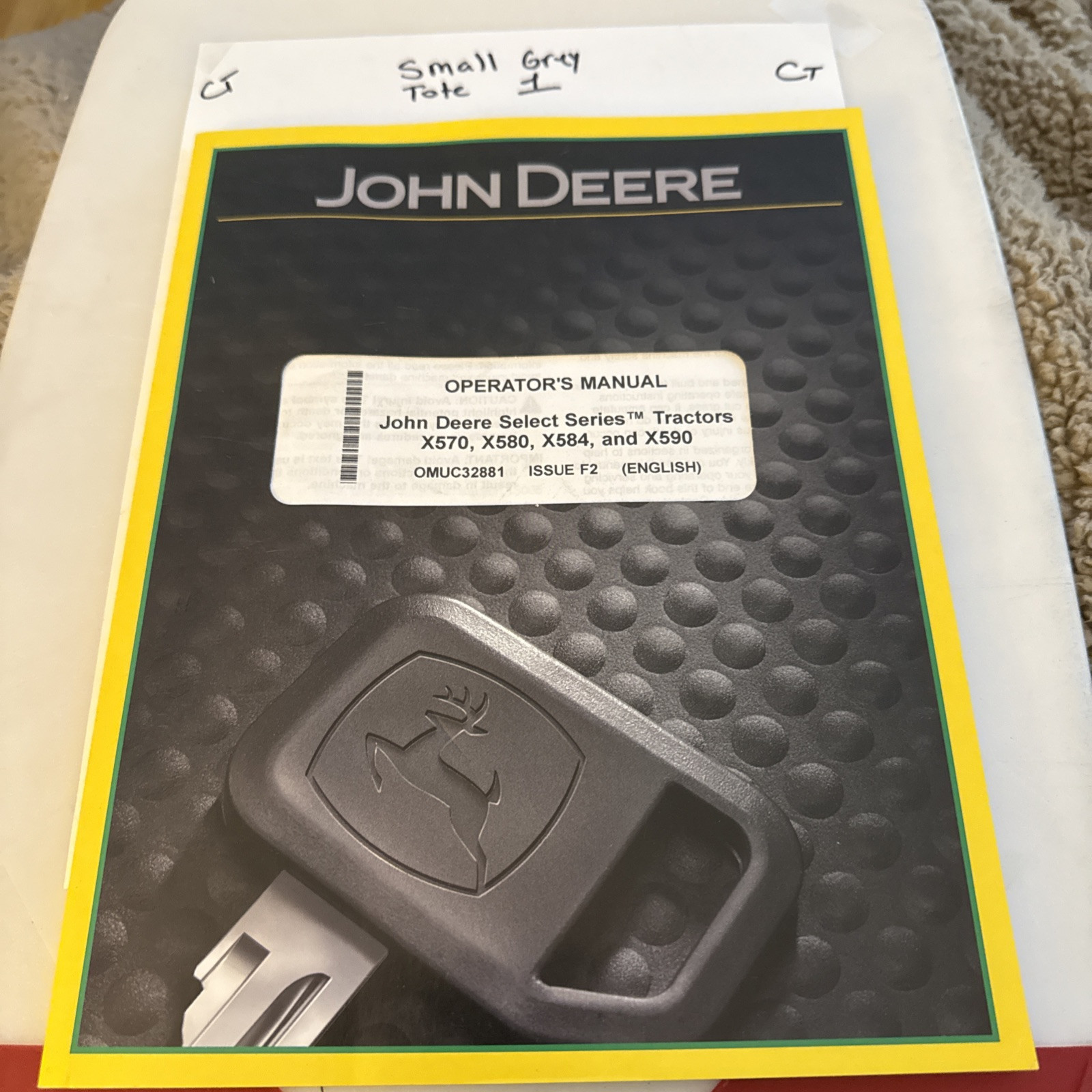 John Deere X570 X580 X584 X590 Operators Manual OMUC32881 Issue F2