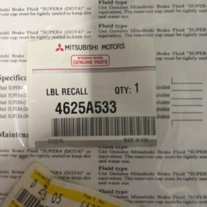 Label Kit, Brake Fluid, 0 - Mitsubishi (4625A533)