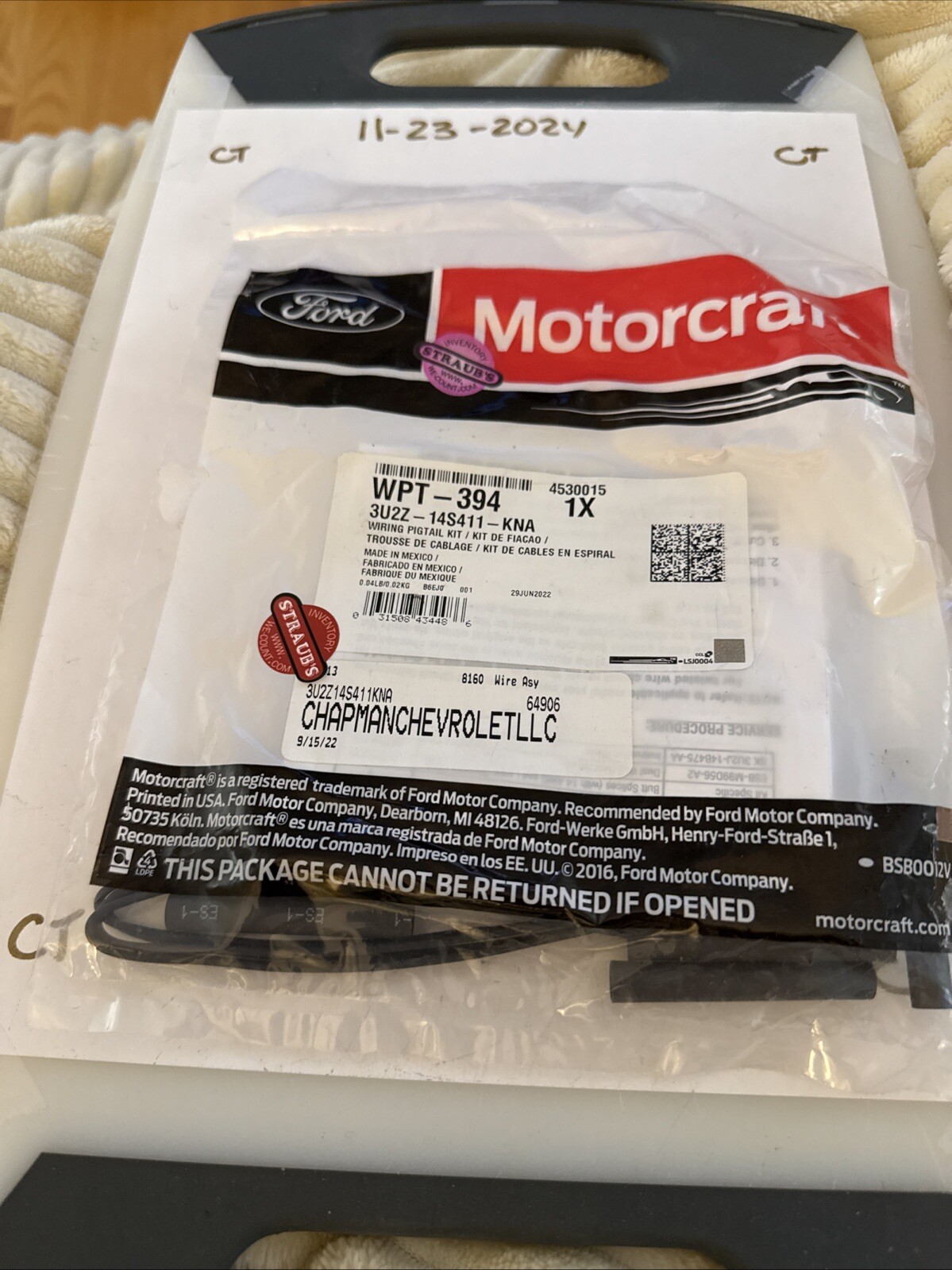 License Plate Light Connector-Lamp Connector Motorcraft WPT-394