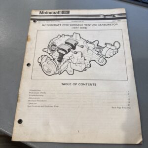 Motorcraft Service News Bulletin Number 80-20  Motorcraft 2700 Variable Venturi