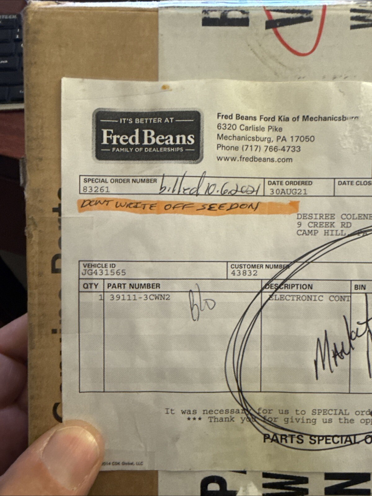 New Engine ECM Control Module 3.3L Fits 16-18 KIA SORENTO 391113-CWN2 391113CWN2 - Image 3