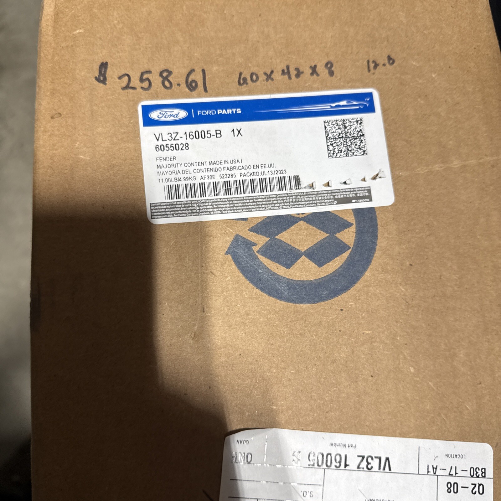 New Front Passenger Side Fender for 2015-2020 Ford Pickup F150 VL3Z16005B