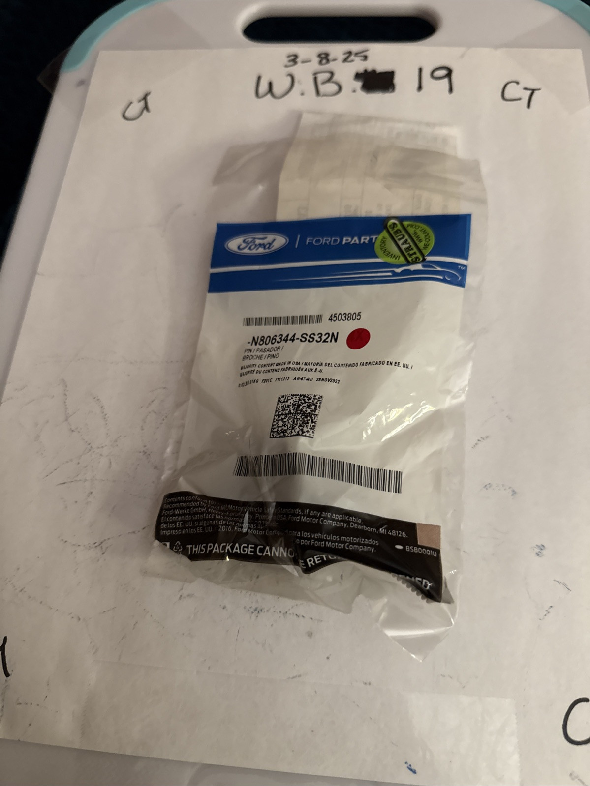 New OEM Ford N806344-SS32N, 4503805 (1) Locking Pin NOS Sold Individually