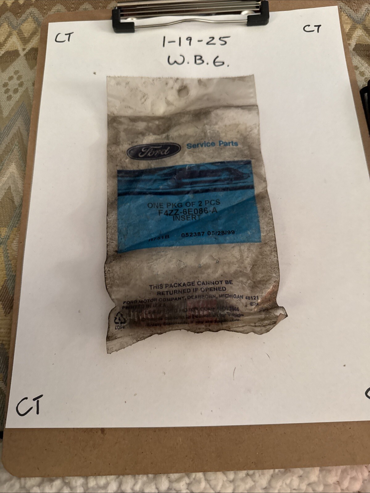 New Old Stock Ford Genuine Inserts Set of 2 Part #F4ZZ-6E086-A.