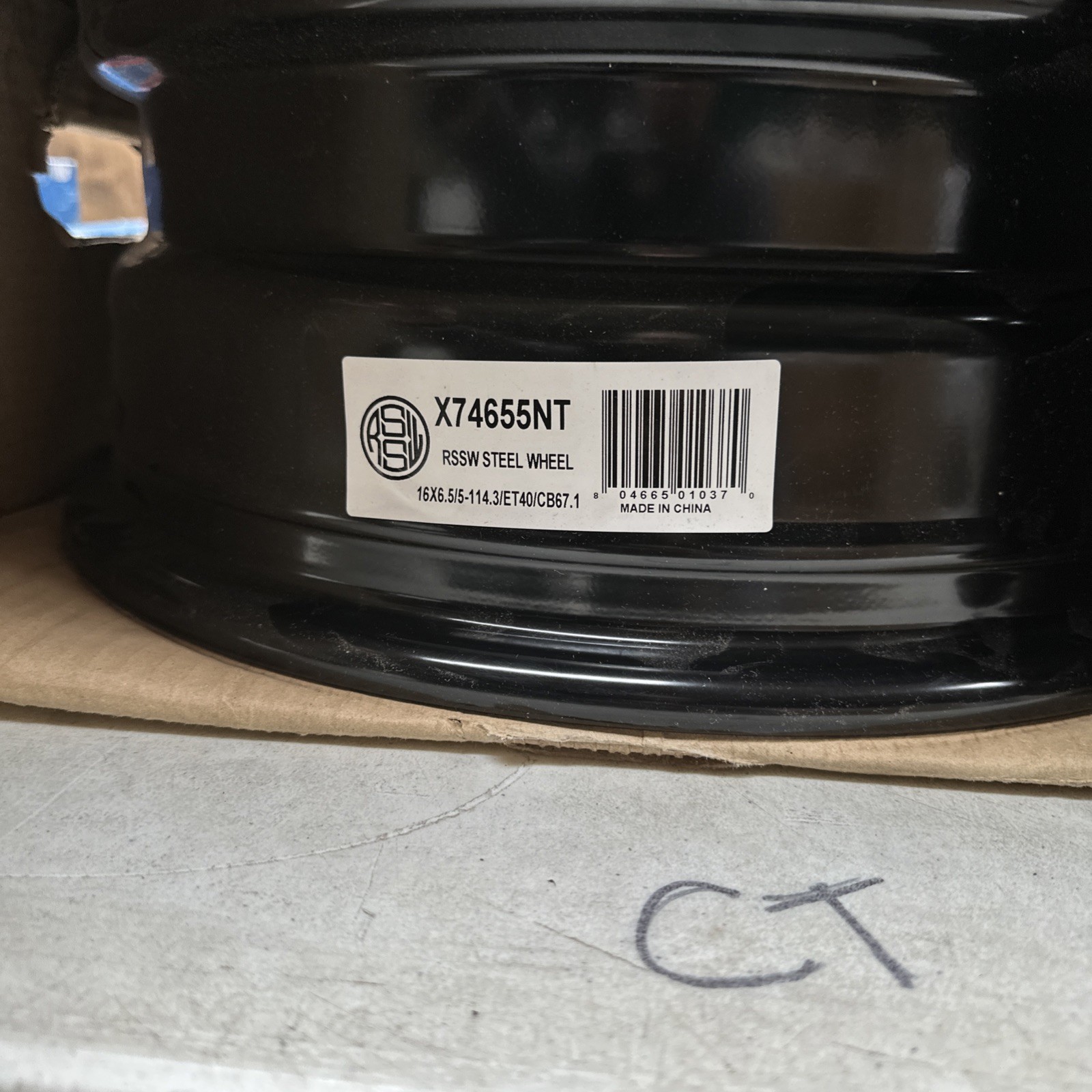 (QTY 1) RSSW Steel Gloss Black Wheel Rim 16X6.5 / 5/114.3 /ET40/CB67.1 X74655NT