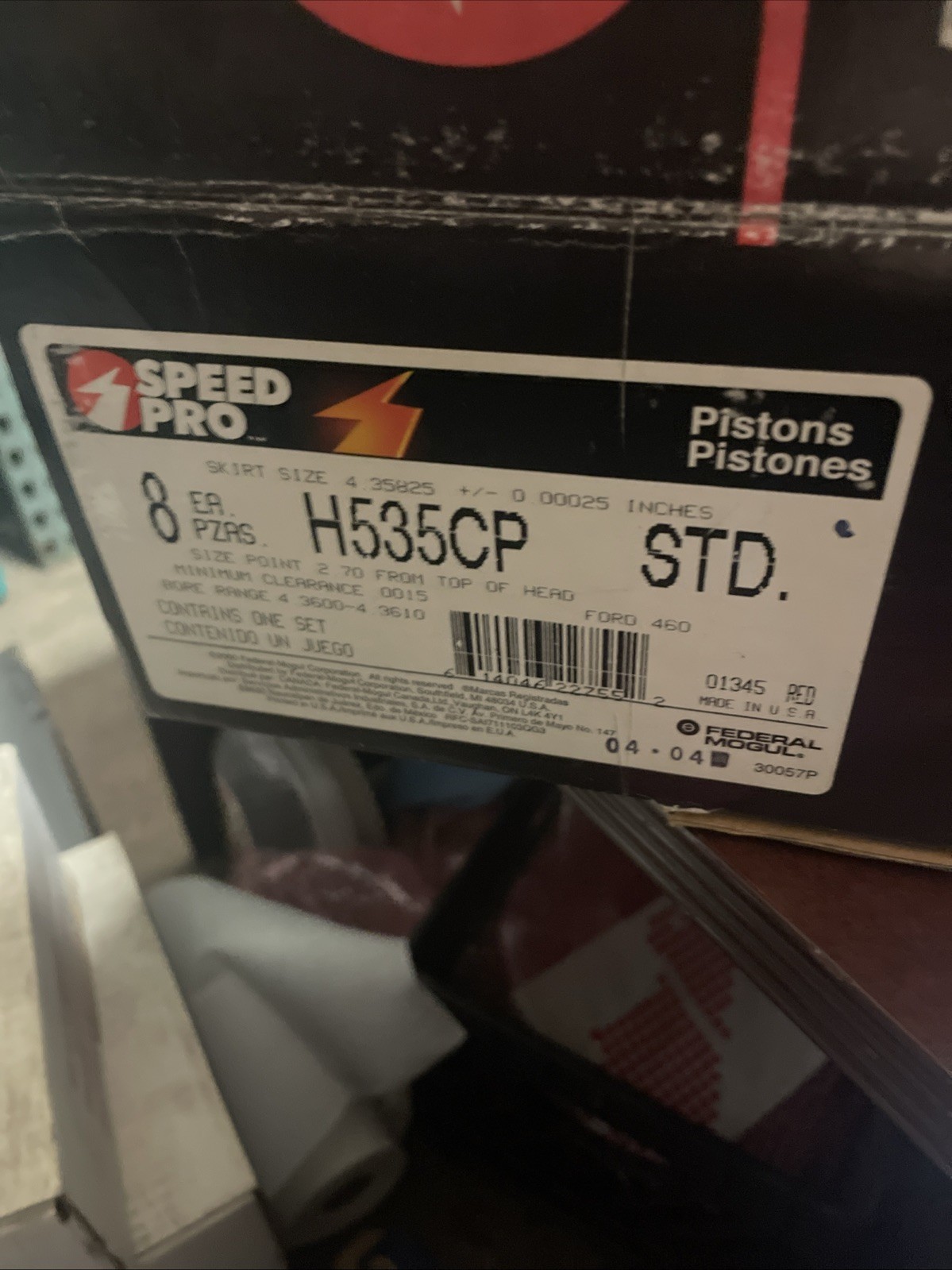 Sealed Power H535CP Pistons Hypereutectic Flat STD Bore Ford Set of 8 - Image 4