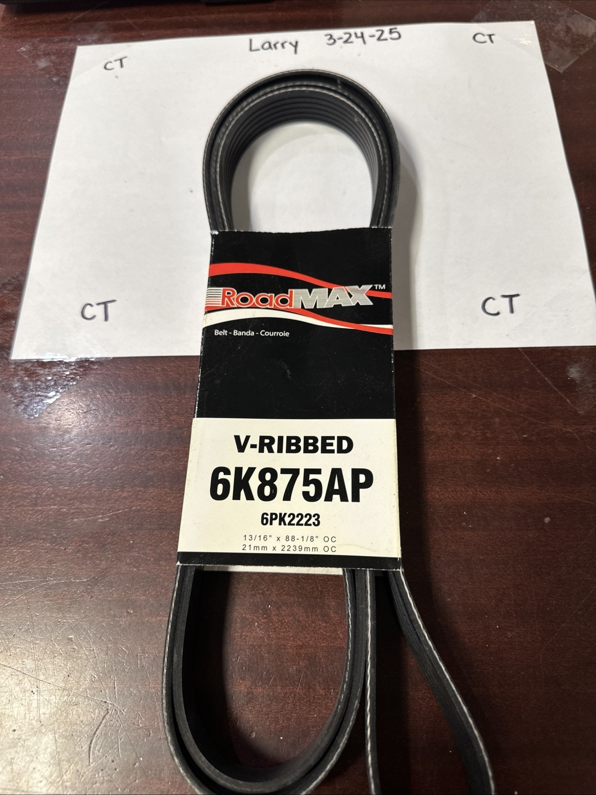 Serpentine Belt-Automotive V-Ribbed Belt(Standard) Roadmax 6K875AP