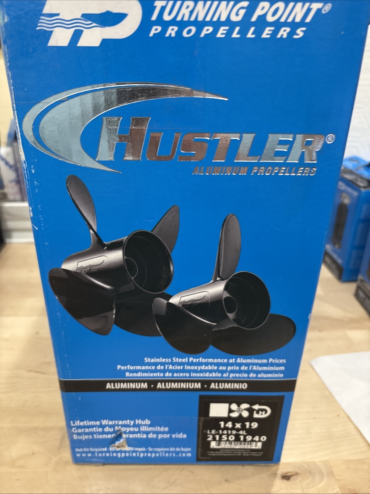 Turning Point 21501940 Hustler Boat Propeller Series LE-4 14X19 4-Blade Alum LH - Image 5