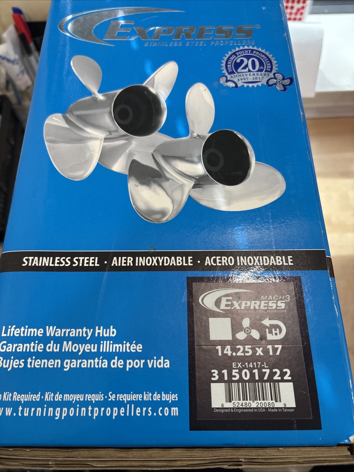 Turning Point EX-1417L Express Mach 3 14.25 x 17 LH Propeller SS 31501722 NEW - Image 5