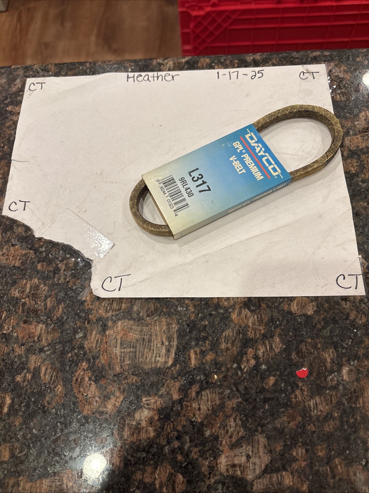 Utility V-Belt, Premium, Dayco Gpl - L317 9RL430